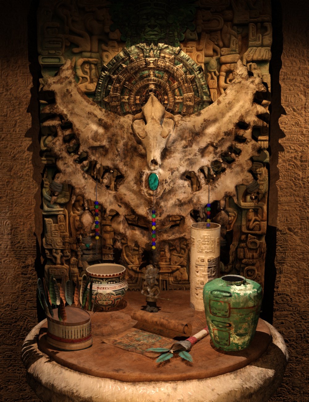 Mayan Props by: JDA HDRI, 3D Models by Daz 3D