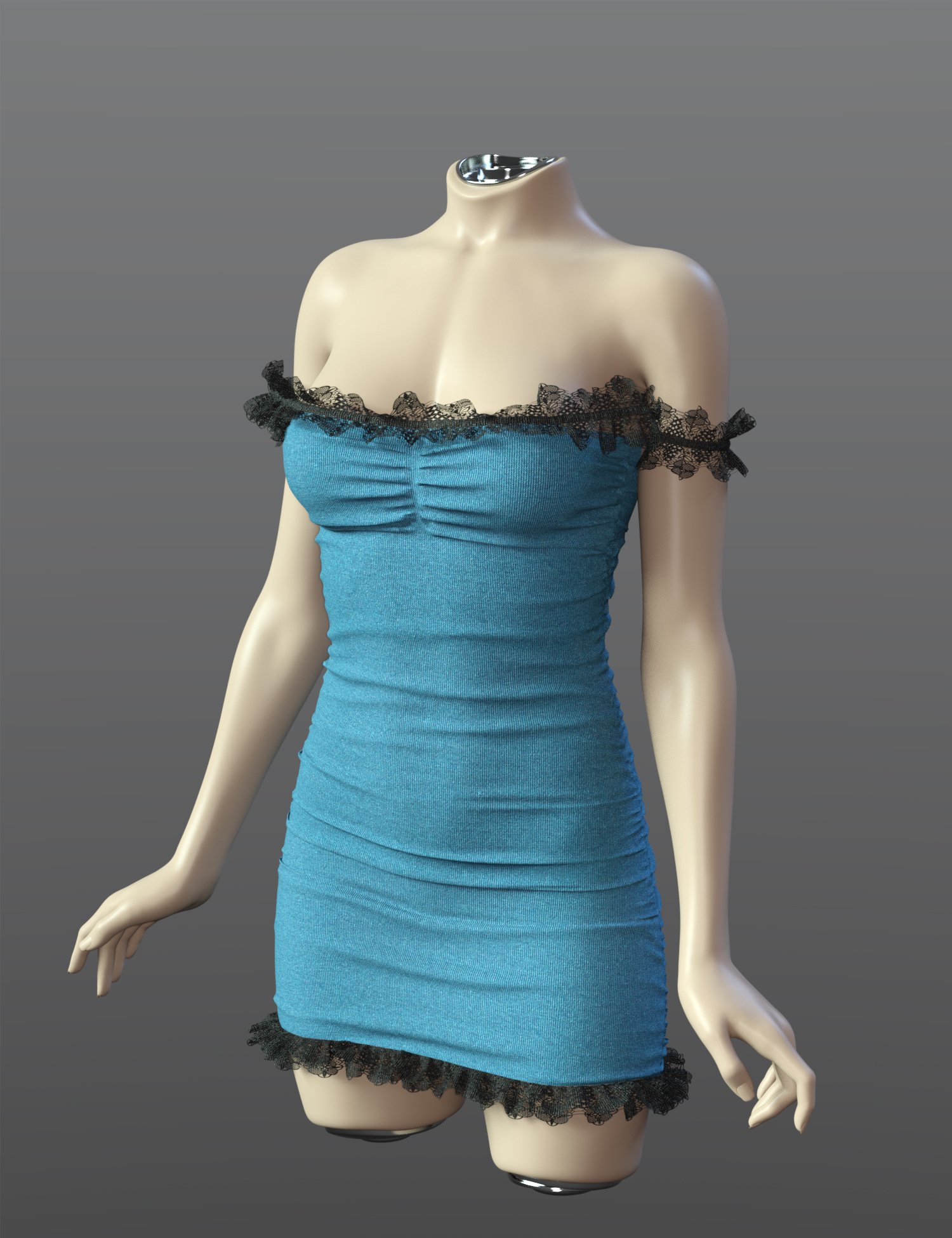 SPR Pleated Dress for Genesis 9 by: Sprite, 3D Models by Daz 3D