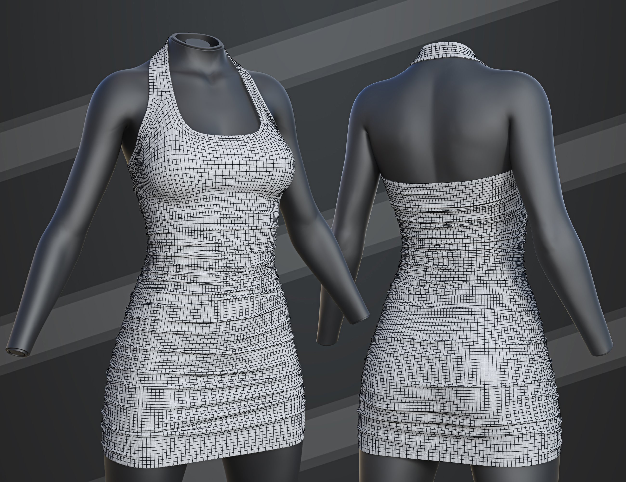 dForce SU Halter Dress for Genesis 9, 8.1, and 8 Female | Daz 3D