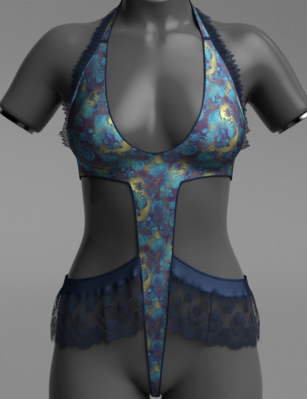 dForce Ruffle Swimsuit for Genesis 9 by: antjeadarling97, 3D Models by Daz 3D