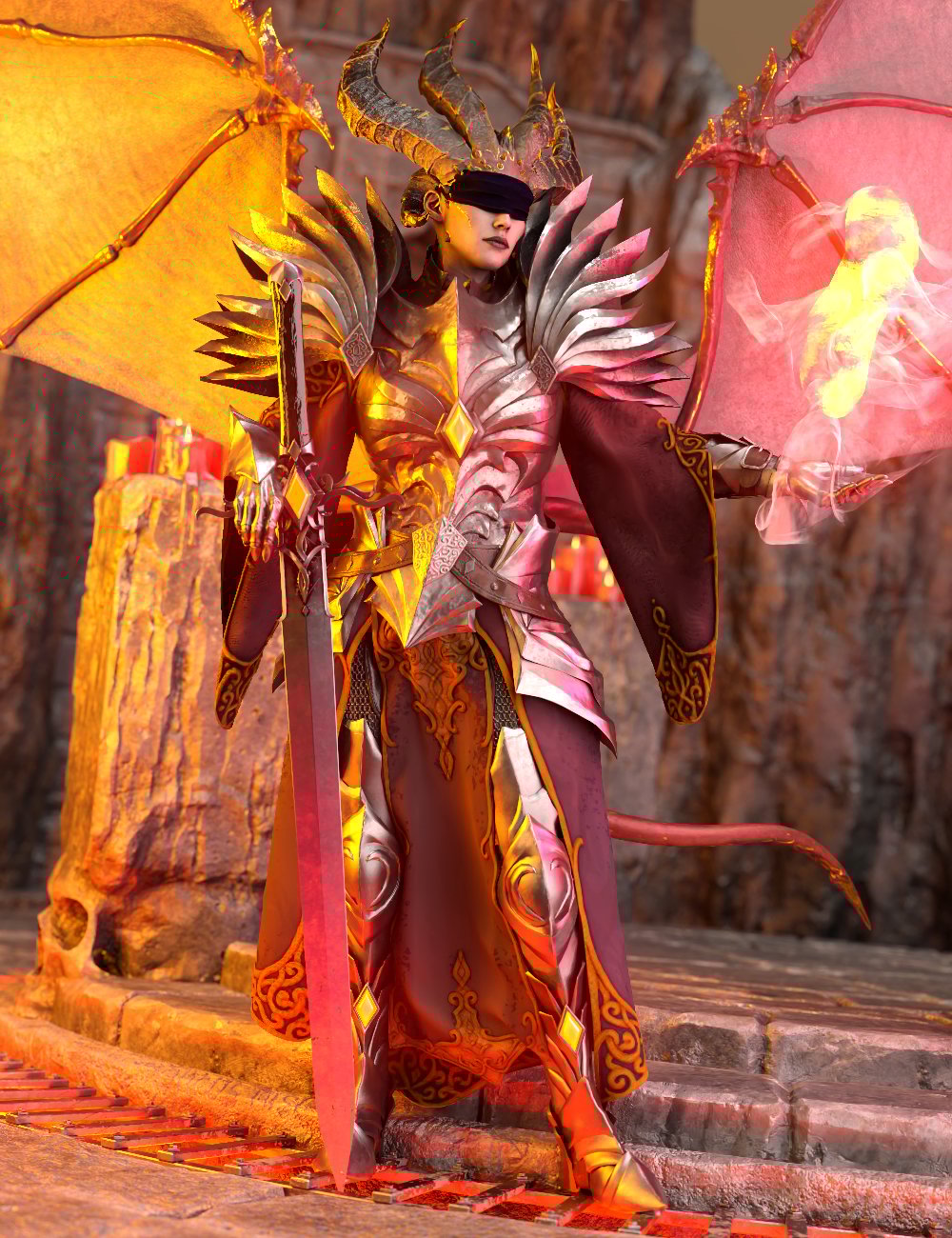 dForce Hexenblade HD Armor for Genesis 9 by: Luthbel, 3D Models by Daz 3D