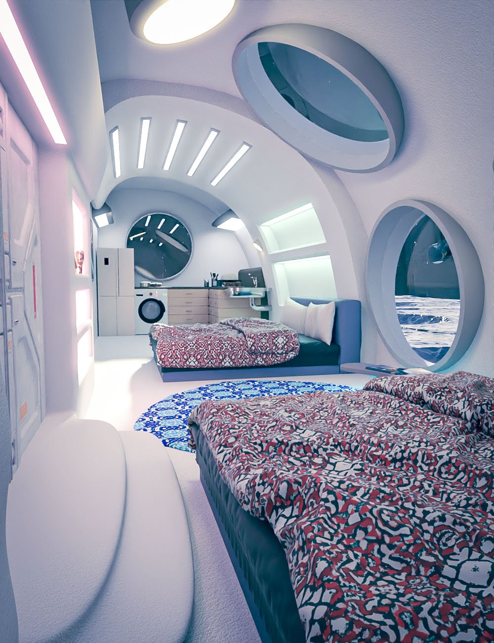 Sci-Fi Lunar Bedroom | Daz 3D