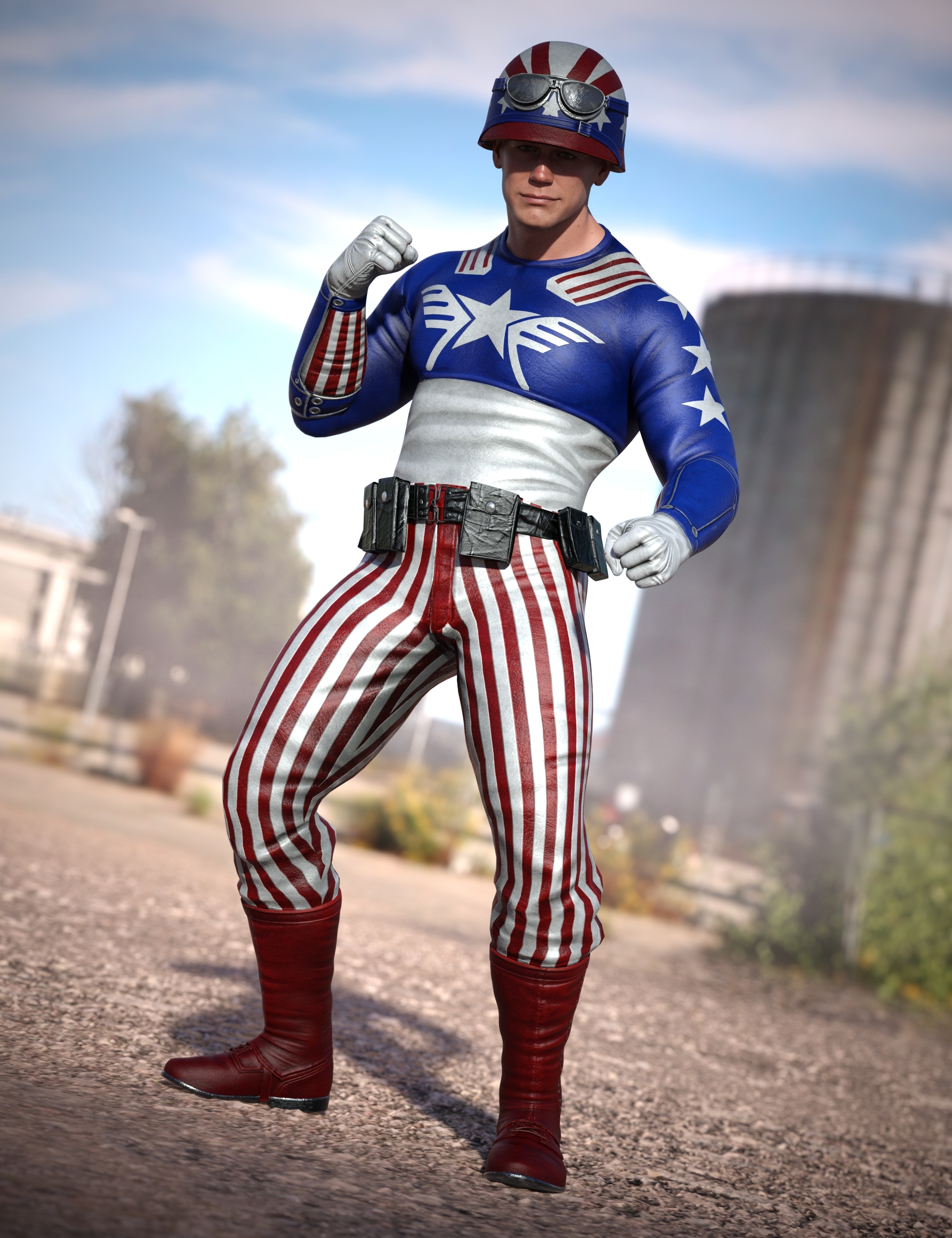 dForce Superhero Outfit for Genesis 9 by: Barbara BrundonUmblefugly, 3D Models by Daz 3D