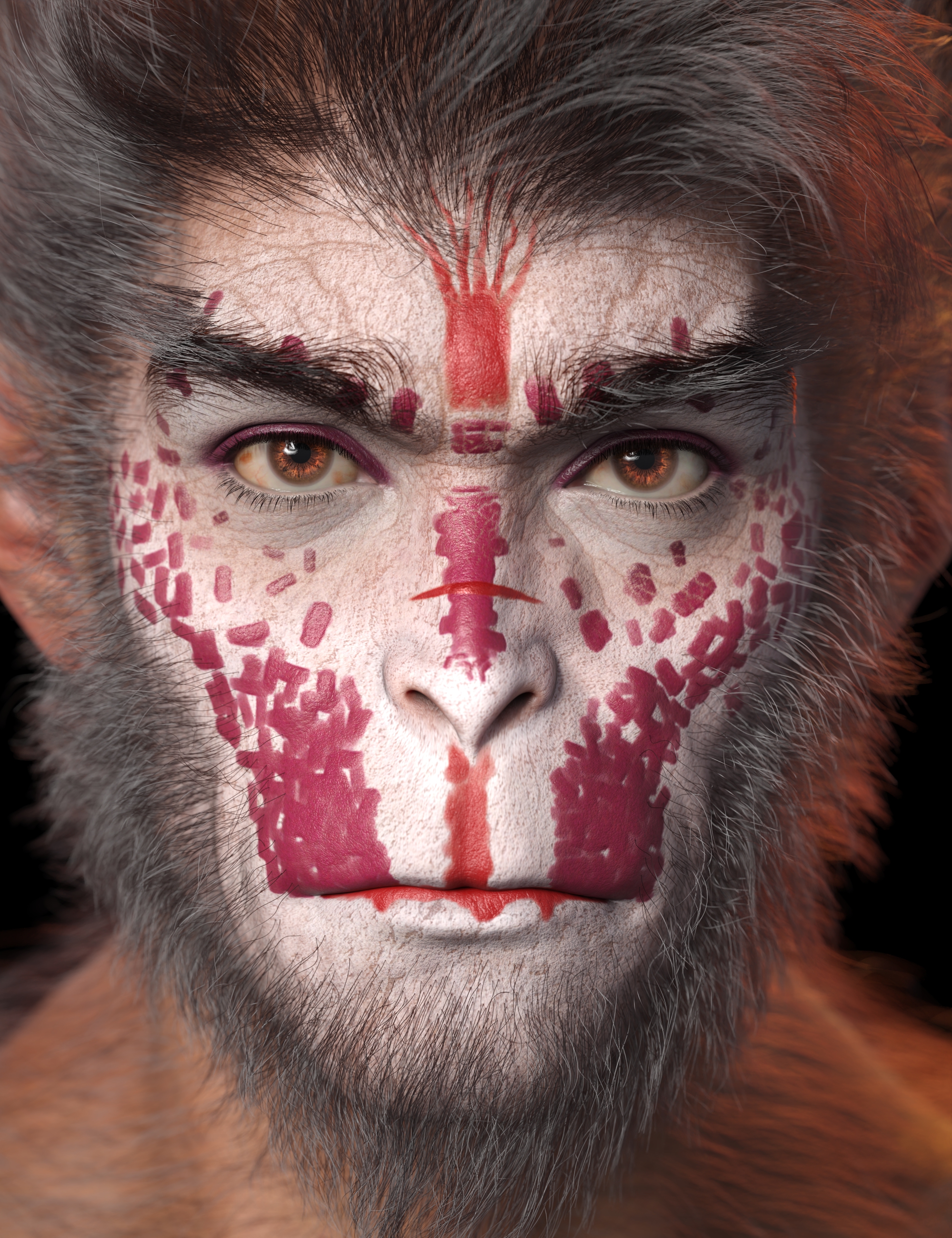 Makeup System - Painted Warrior LIE Makeup for Genesis 9 by: , 3D Models by Daz 3D