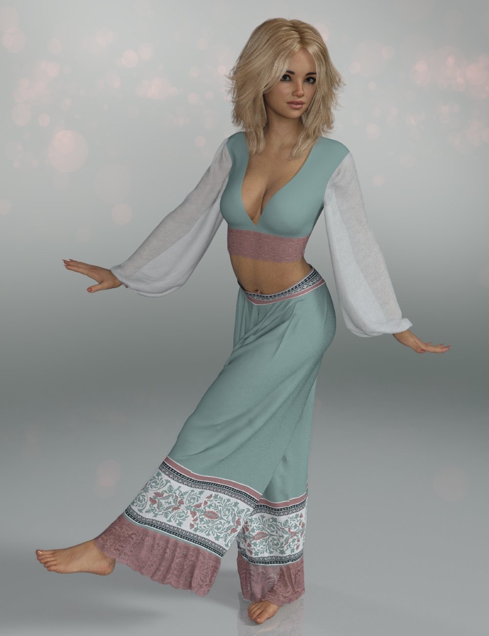 dForce Lovely Boho for Genesis 9 by: PandyGirlWildDesigns, 3D Models by Daz 3D