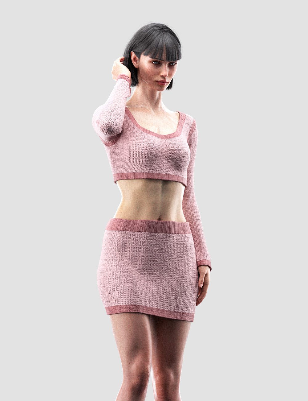 dForce Rose Knit Outfit for Genesis 9 by: Romeo, 3D Models by Daz 3D