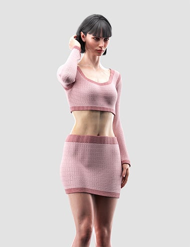 dForce Rose Knit Outfit for Genesis 9