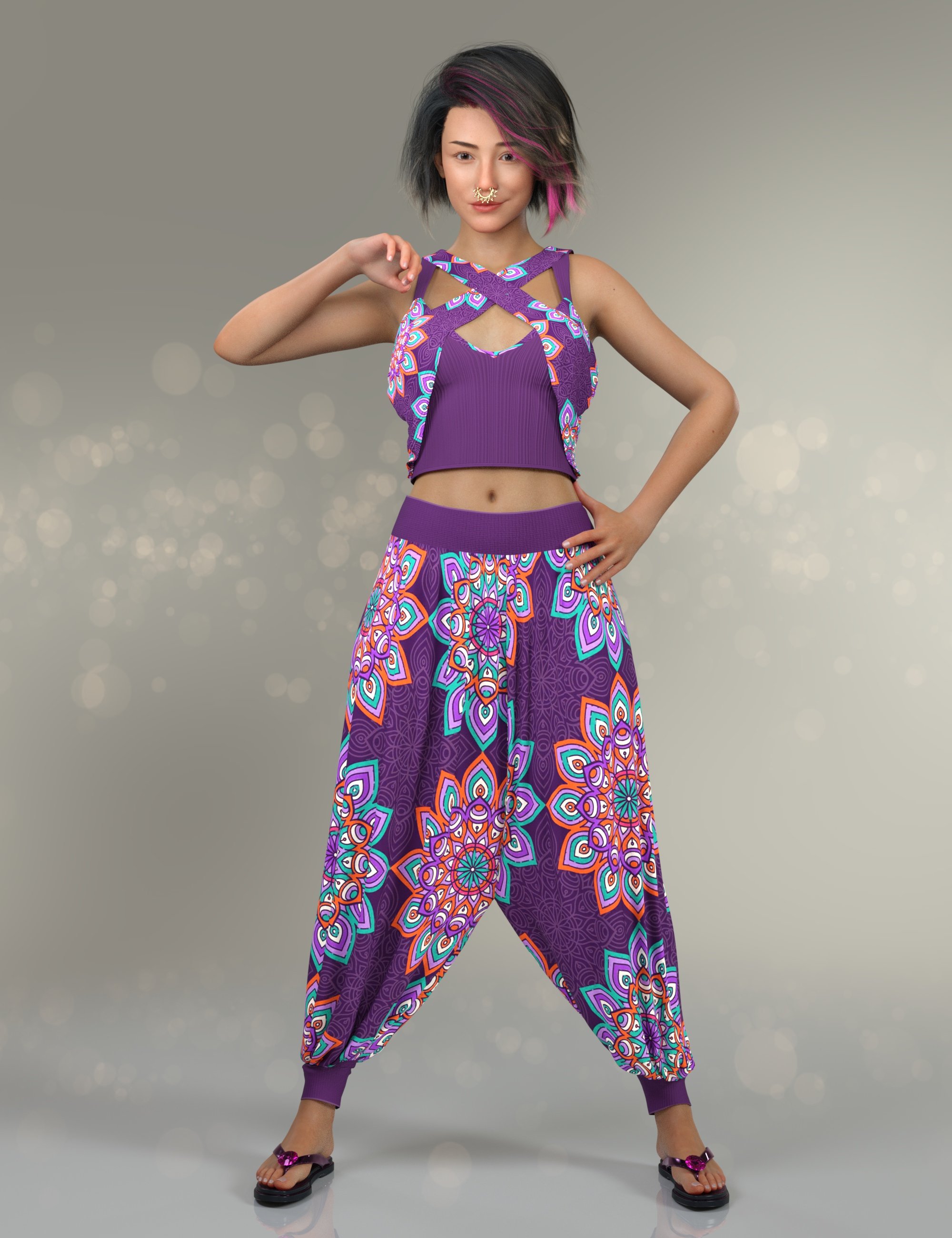 dForce Ena Outfit for Genesis 9 by: Nelmi, 3D Models by Daz 3D