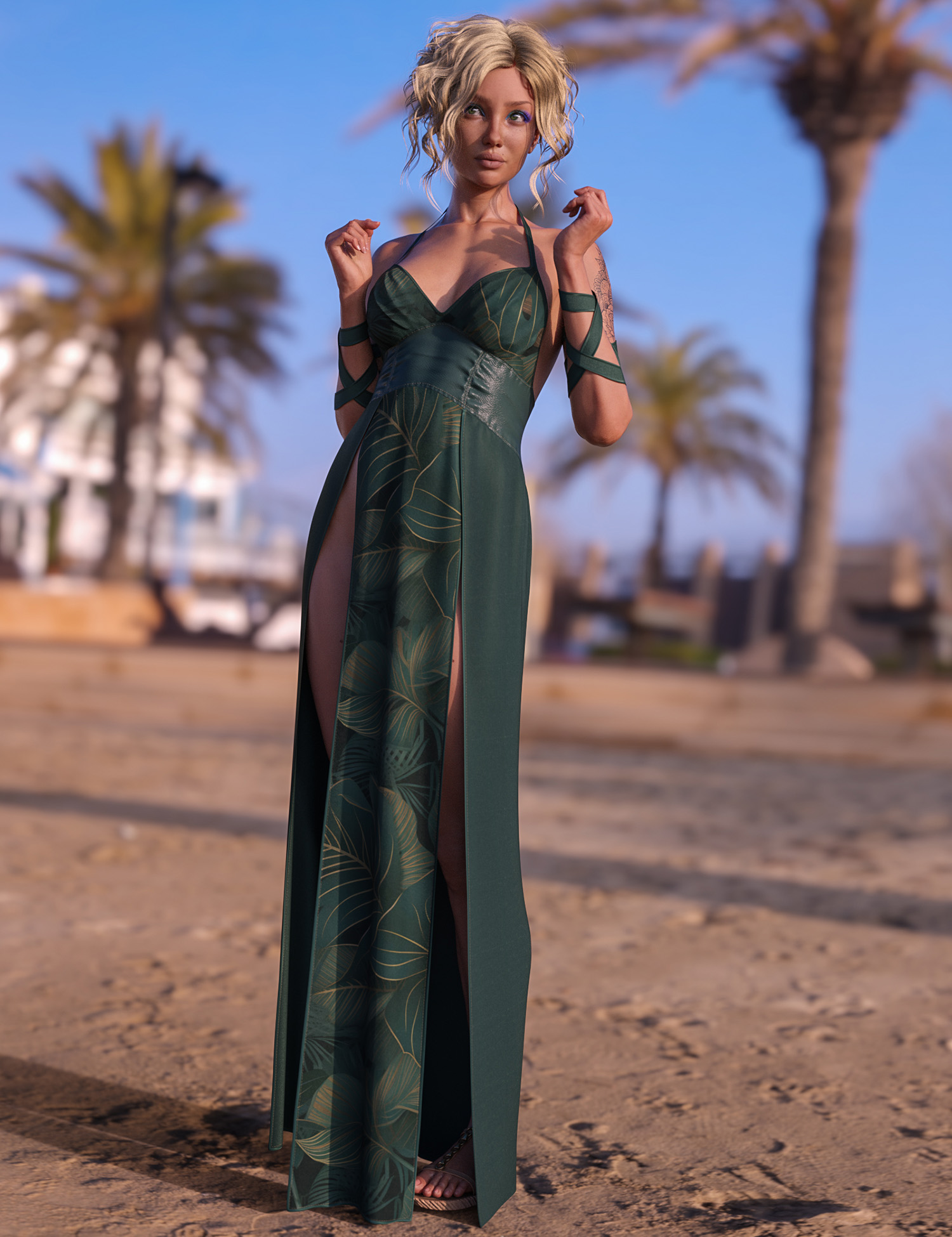 dForce Sunset Maxi Dress for Genesis 9
