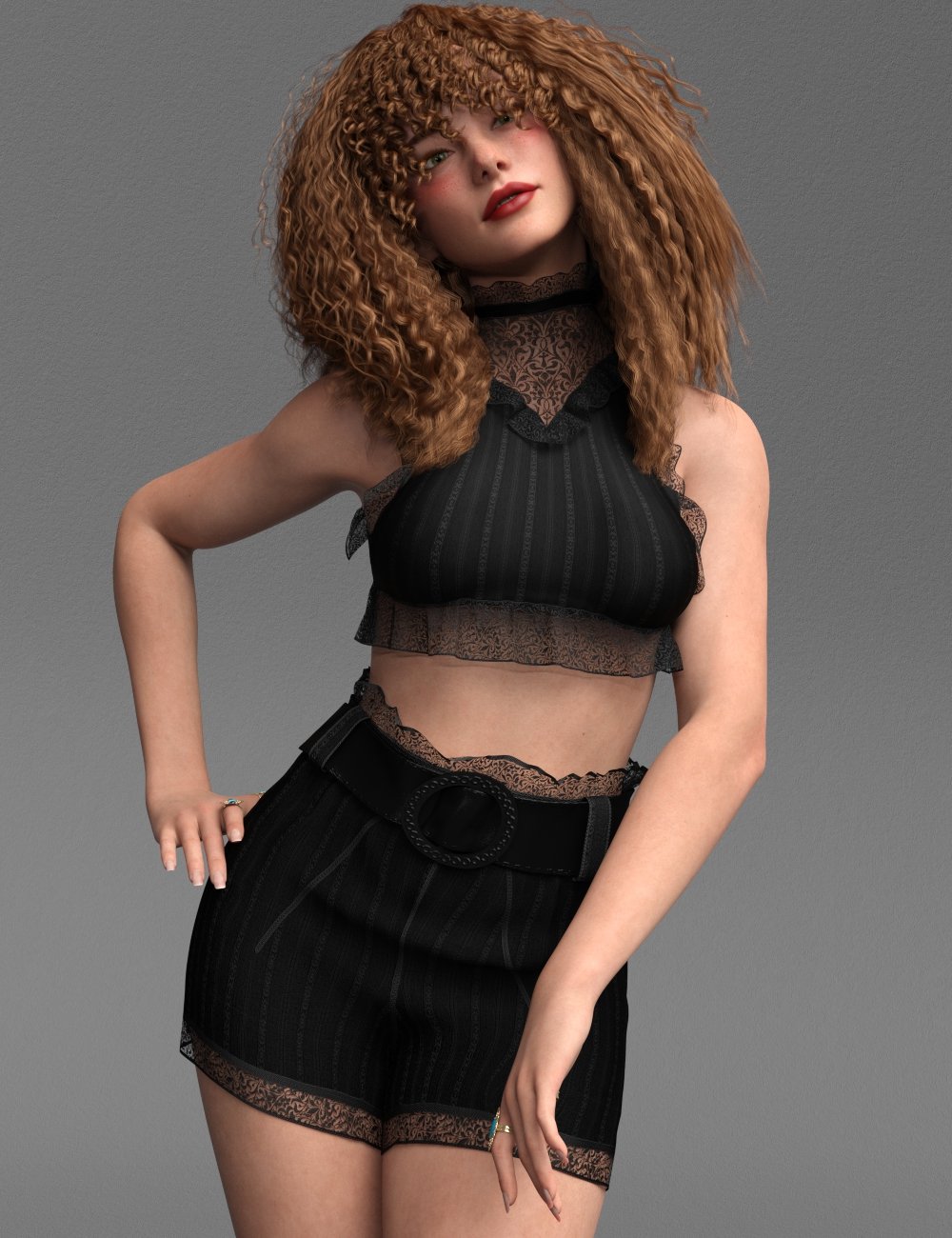 dForce Ruffle Shorts Outfit for Genesis 9 by: antjeadarling97, 3D Models by Daz 3D