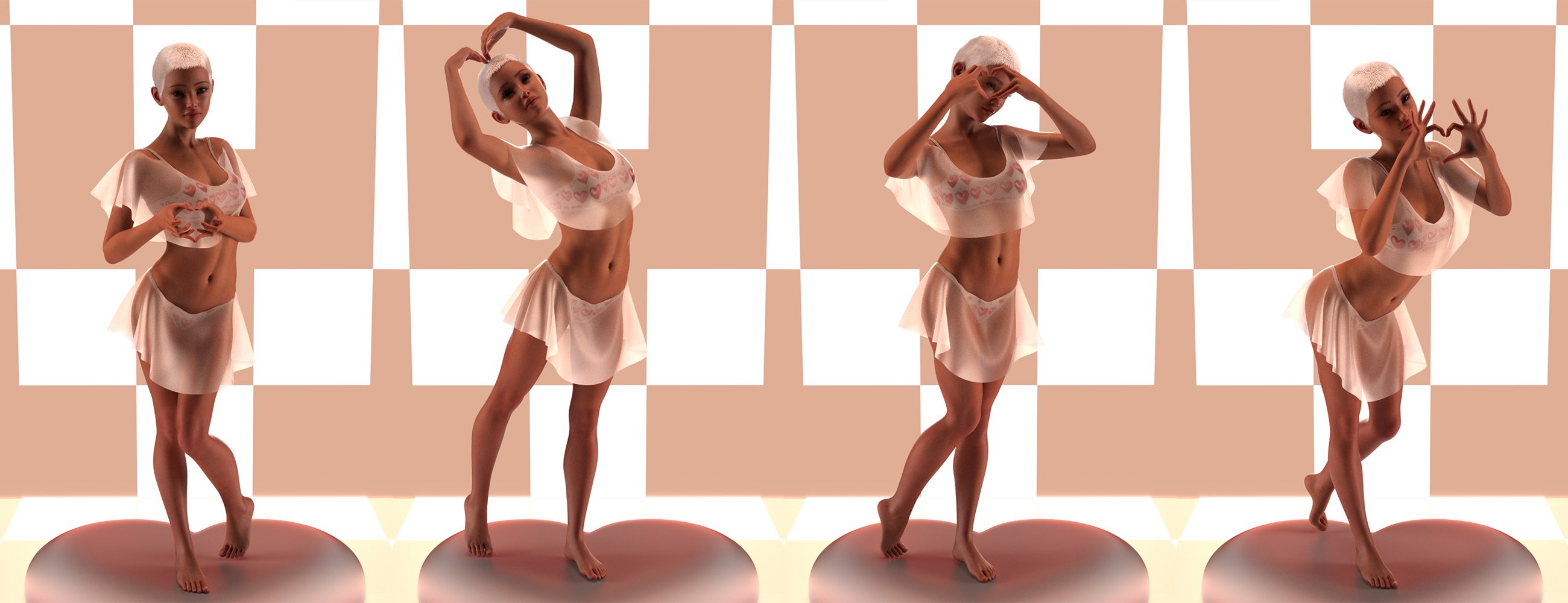 dForce Nirv Valentine's Day Love Heart Poses and Swimsuit for Genesis 9