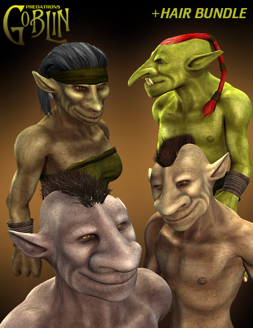 Goblin and Hair Bundle by: Predatron, 3D Models by Daz 3D