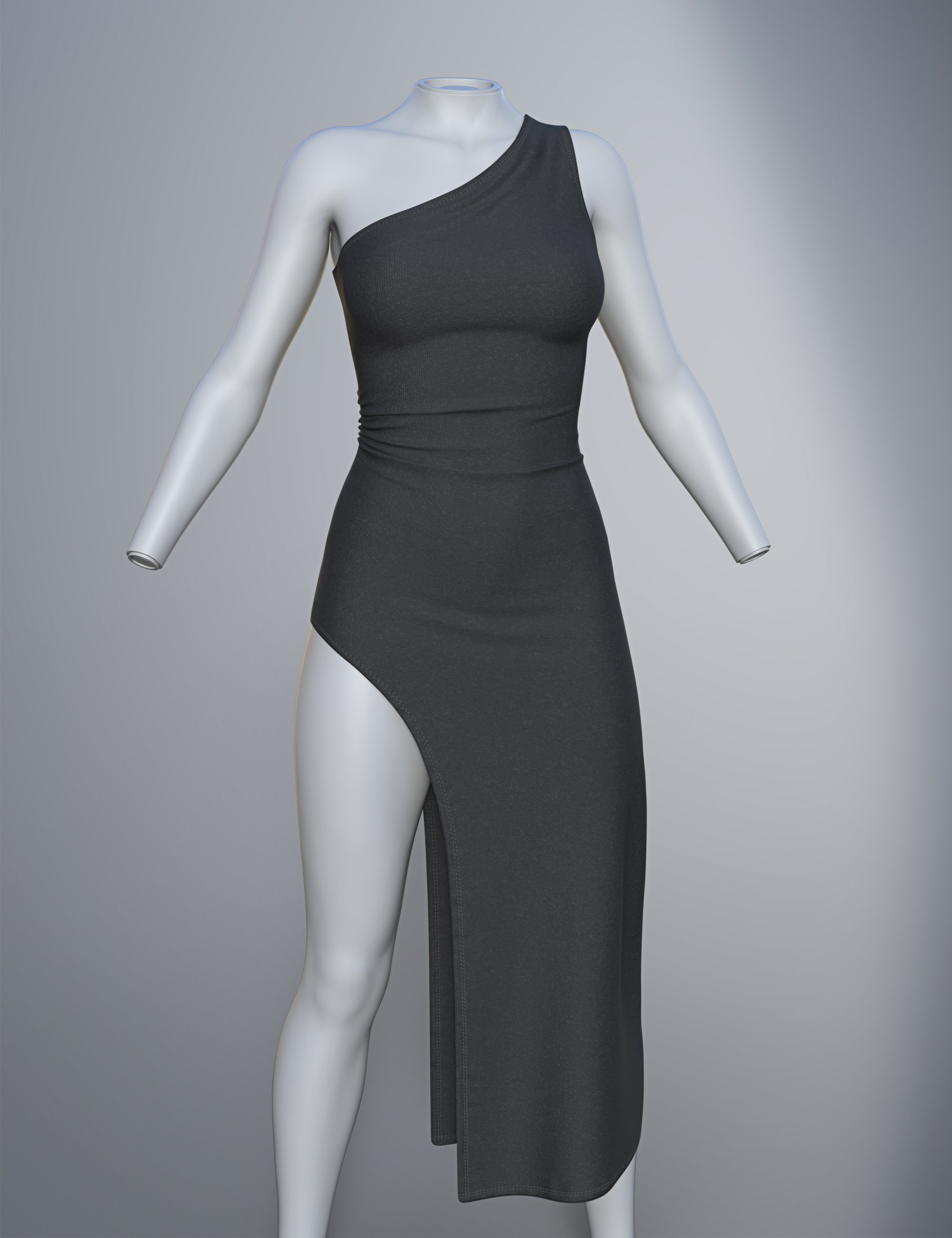 dForce SU One Shoulder Dress for Genesis 9, 8.1, and 8 Female