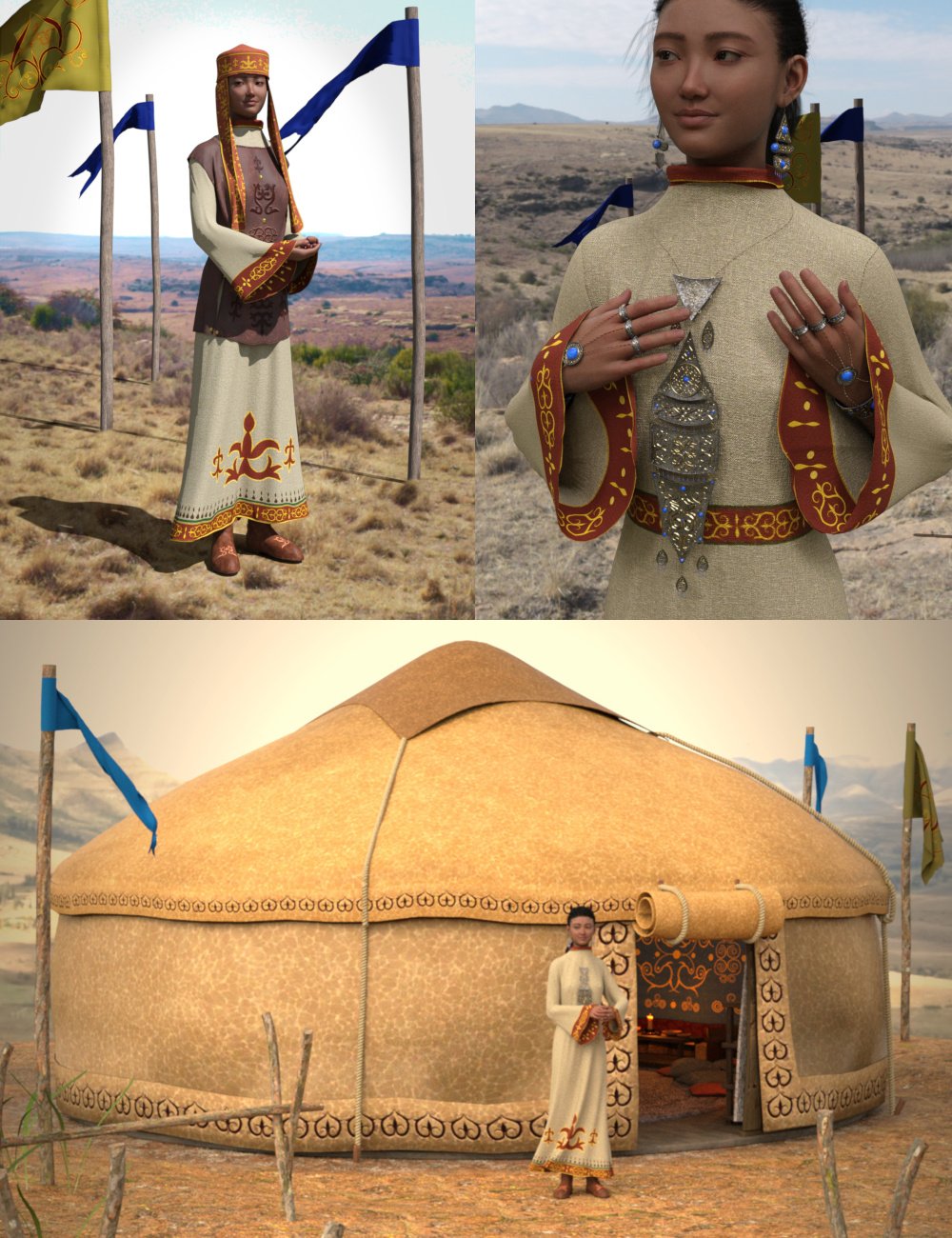 Kazakh Bundle by: Fantasyart3D, 3D Models by Daz 3D