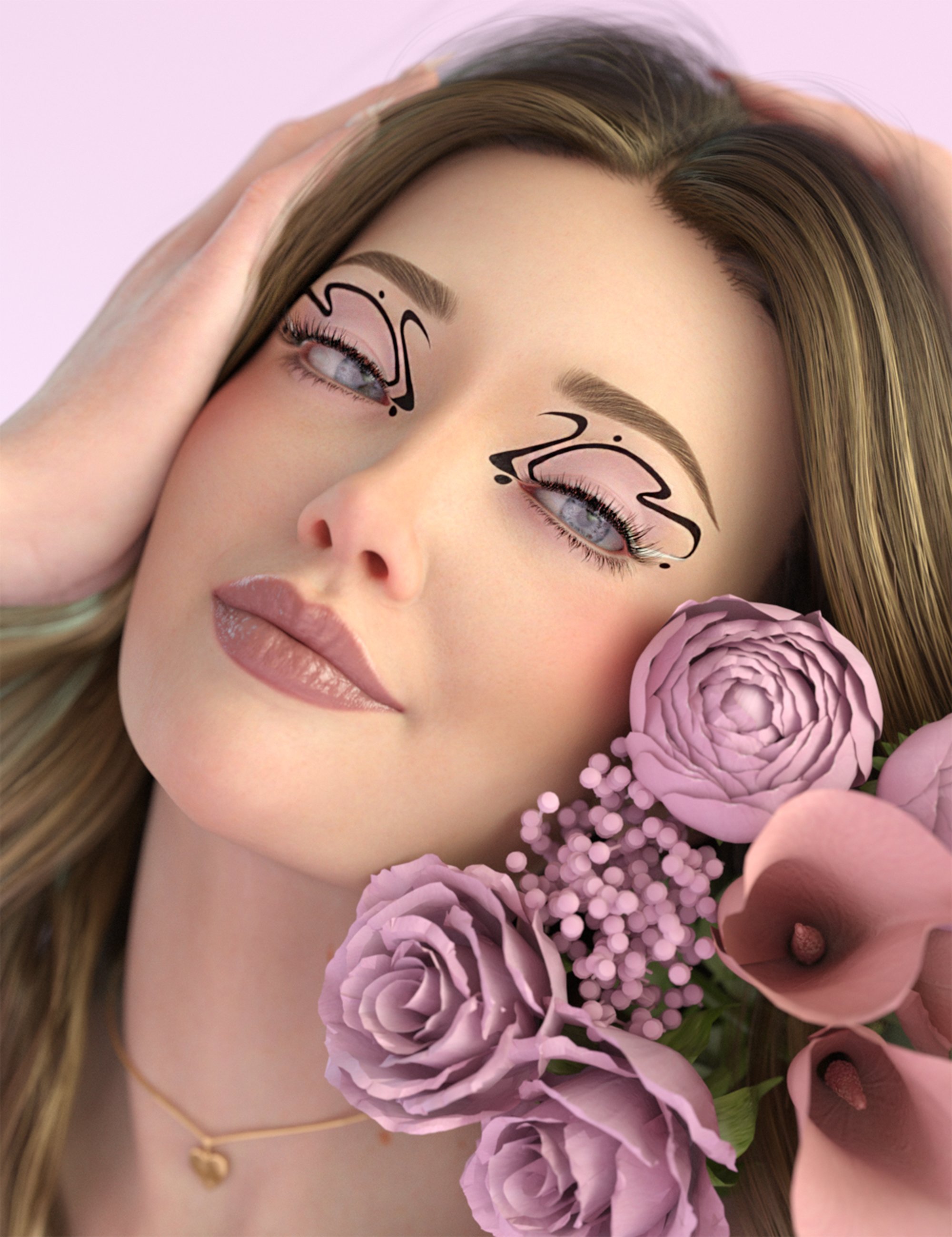 Neo Strokes LIE makeup for Genesis 9 by: 3D SugarCosmoXpression, 3D Models by Daz 3D