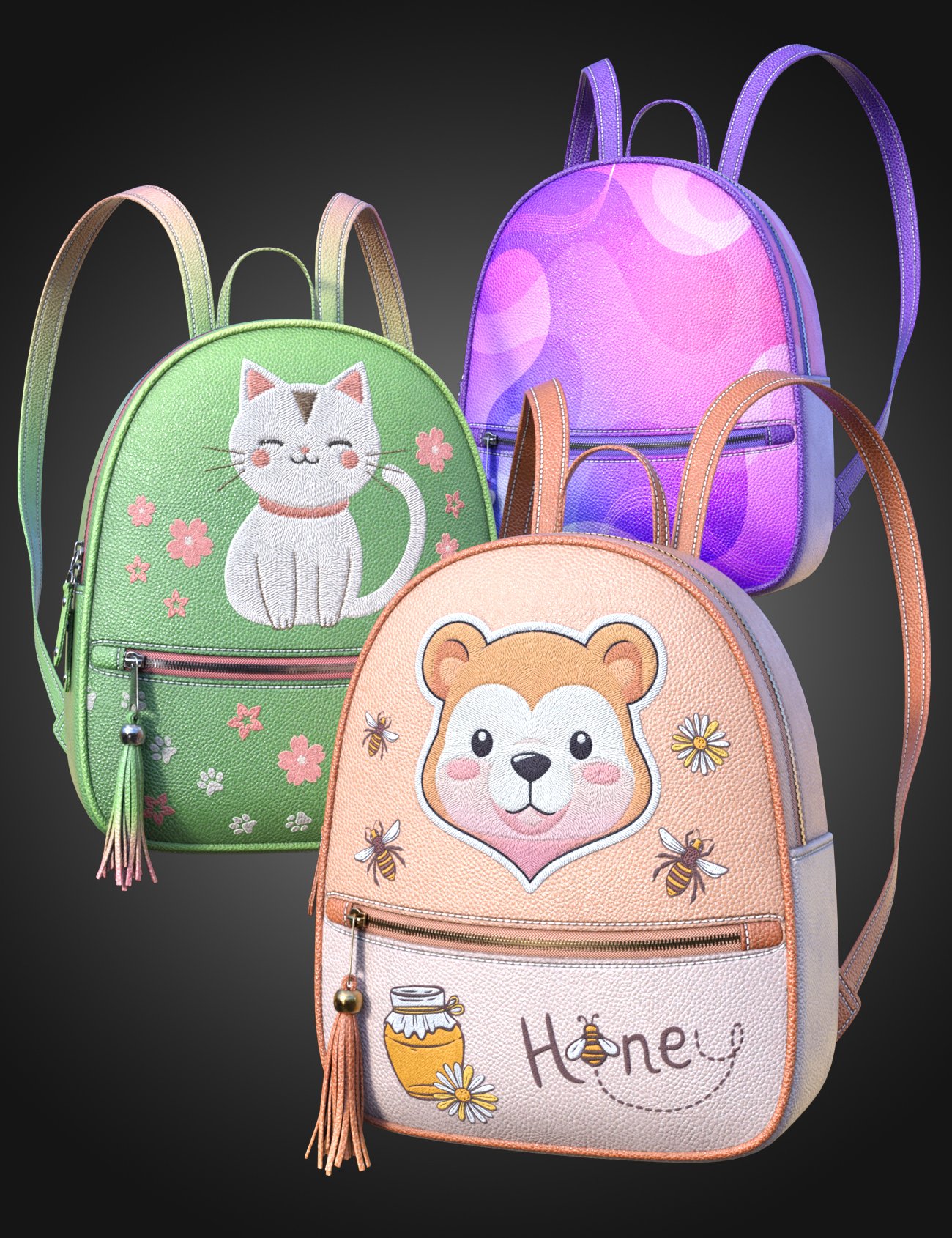 SE Cute Backpack and Pose Set for Genesis 9 and 8 Female by: Space Elsa, 3D Models by Daz 3D