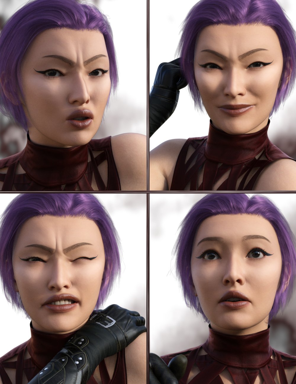 JW Ninja Warrior Expressions for Kaede 9 by: JWolf, 3D Models by Daz 3D