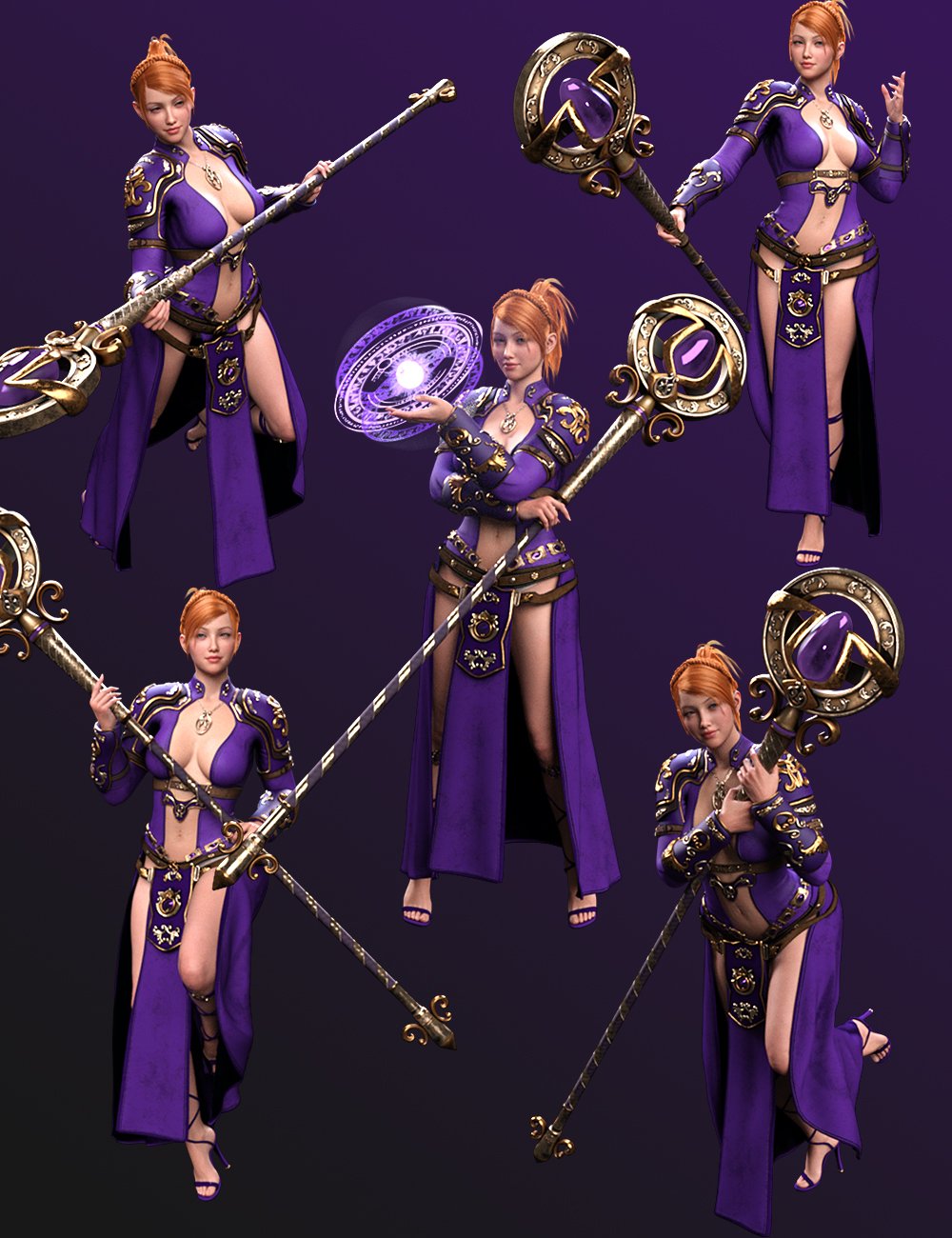 Battle Mage Poses and Props for Genesis 8, 8.1 and 9 Females