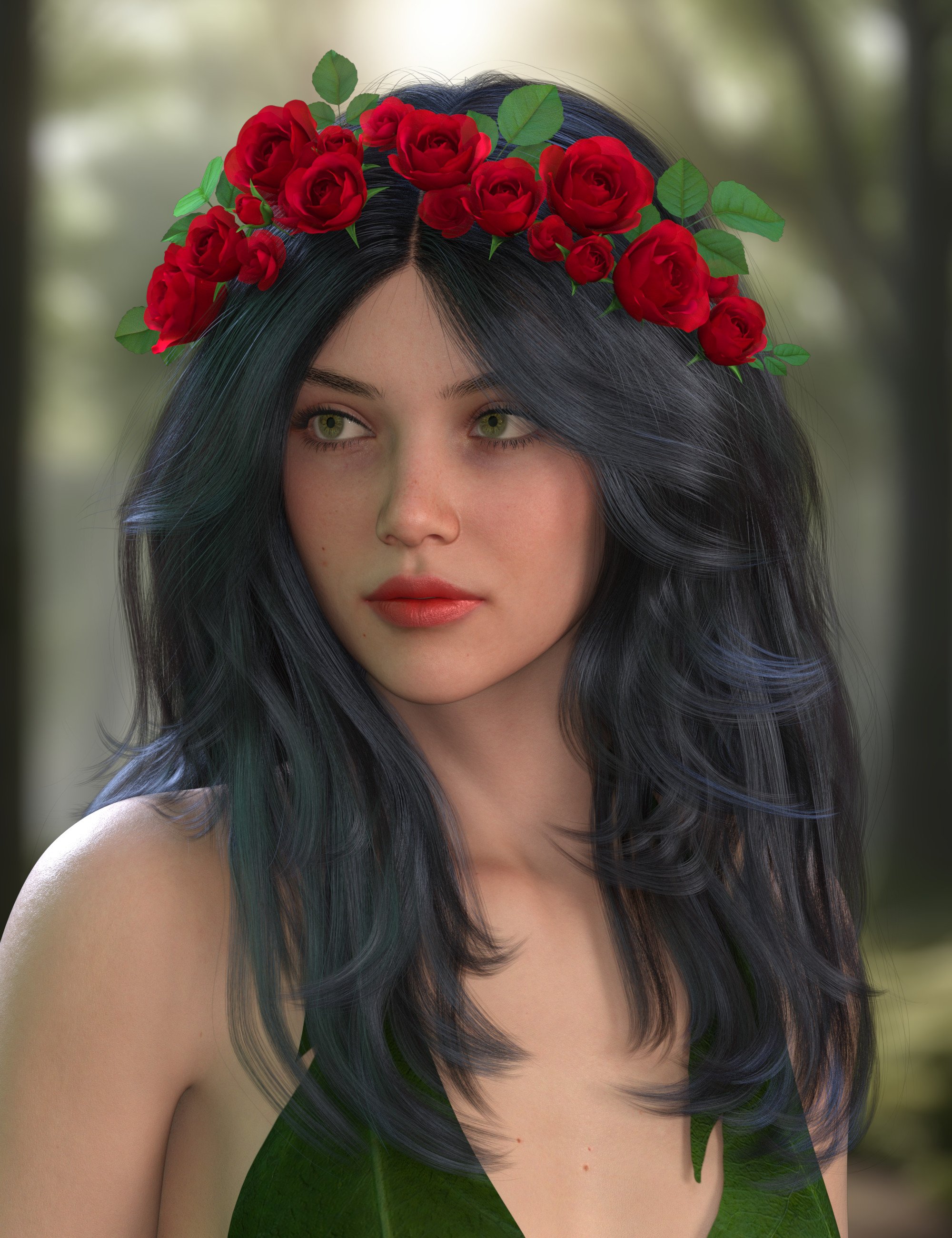 ALO Rosanna Hair and Roses for Genesis 9, 8 and 8.1 Female
