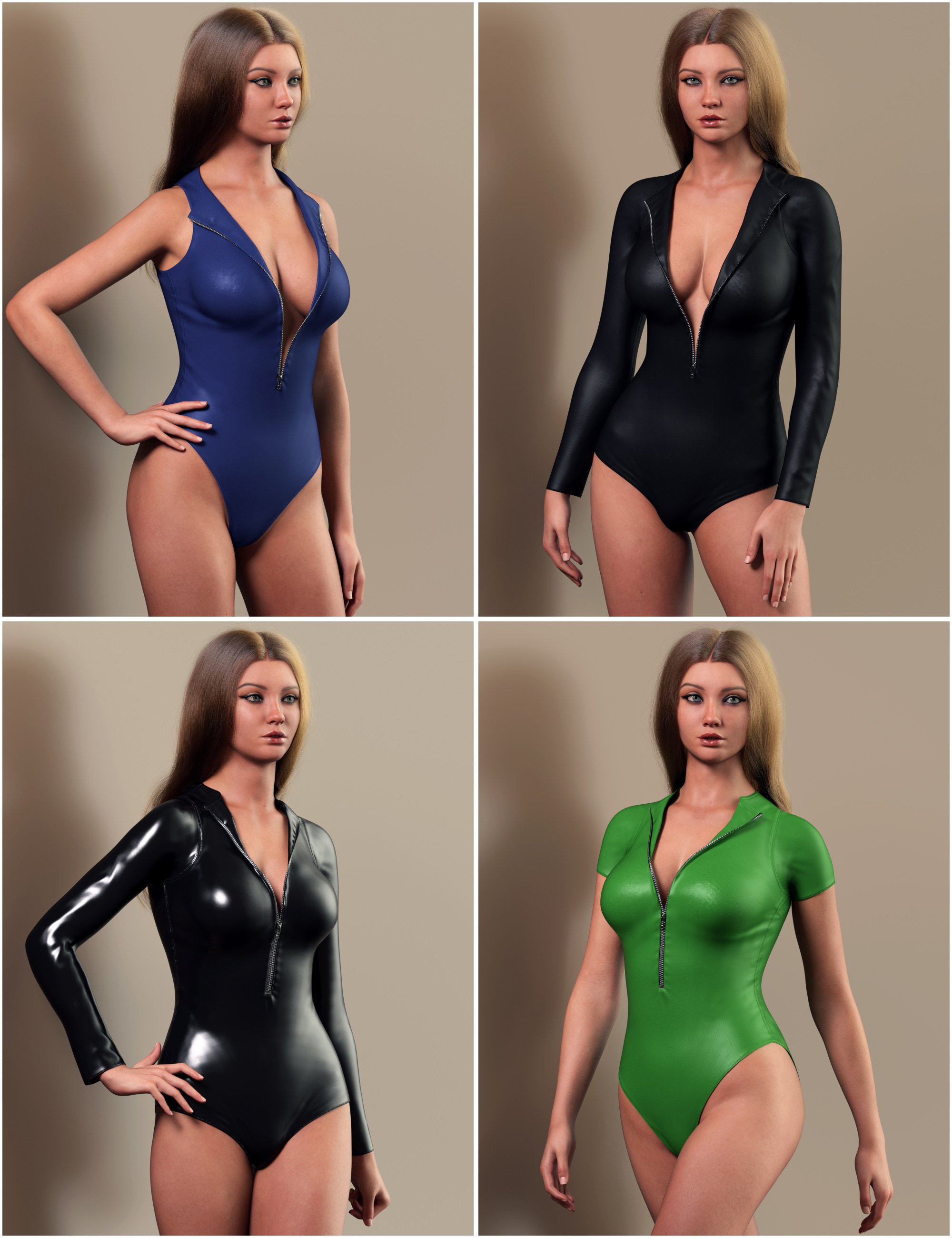 Zipped Bodysuit for Genesis 9 by: outoftouch, 3D Models by Daz 3D