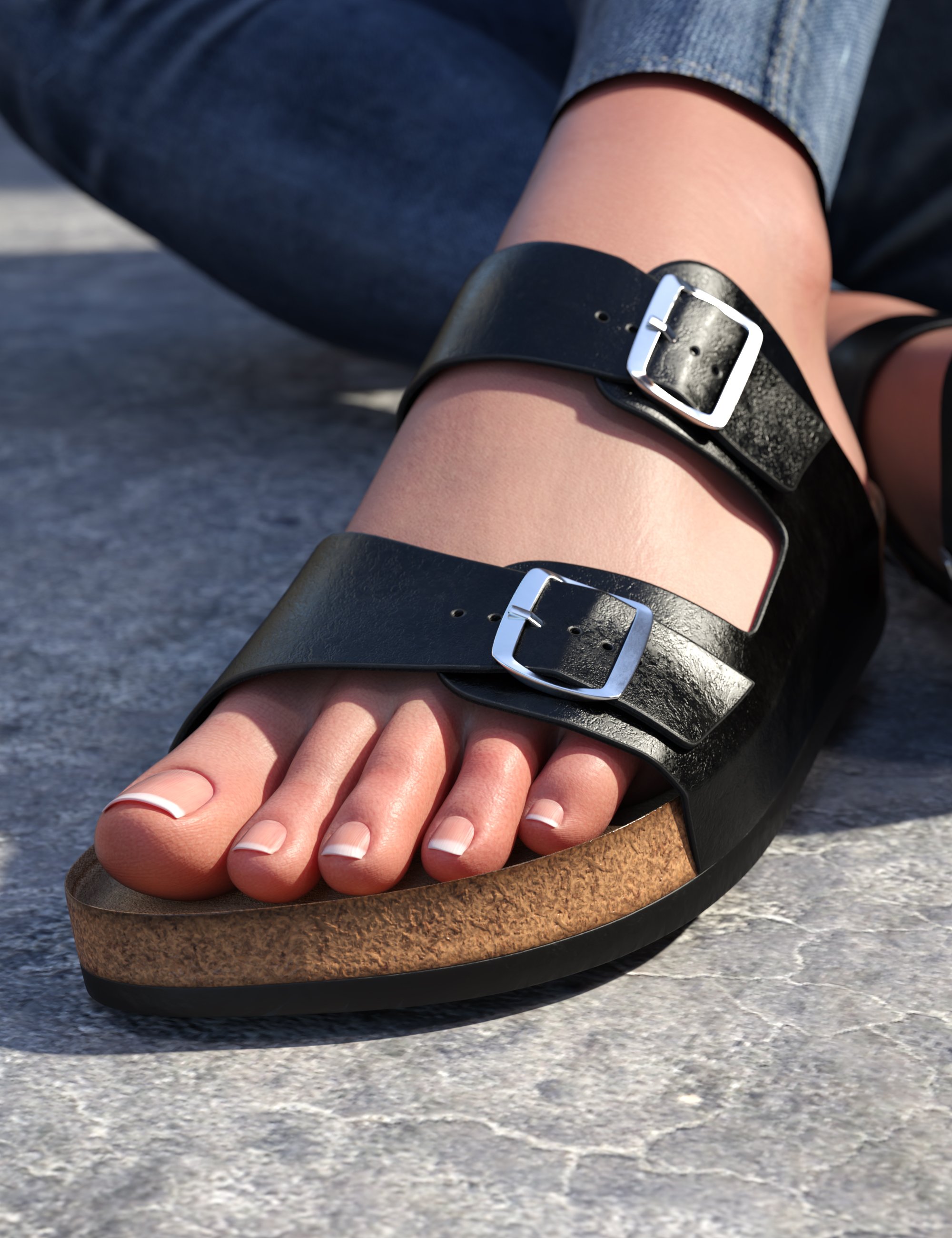CW Cork Sandals For Genesis 9 and 8 Female Bundle