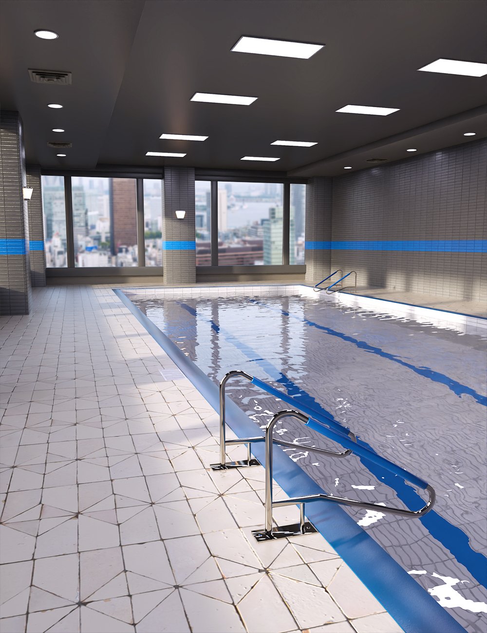 Urban Indoor Pool by: DigiWorker3D, 3D Models by Daz 3D