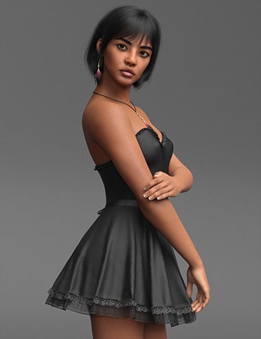 A97 dForce Strapless Short Ruffle Dress for Genesis 9 | Daz 3D