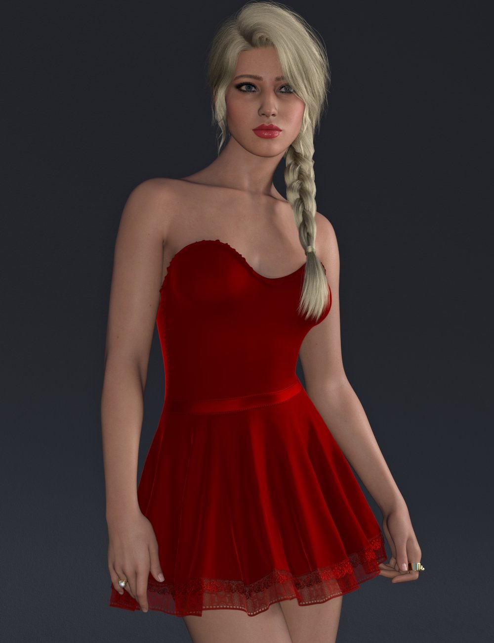 A97 dForce Strapless Short Ruffle Dress for Genesis 9