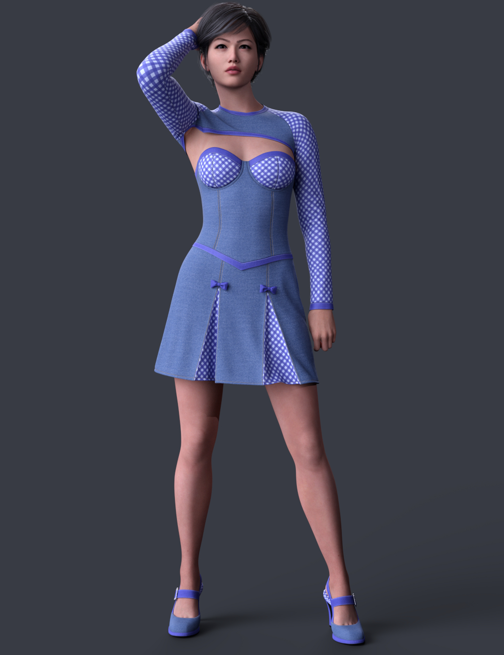 dForce Denim Delight Outfit for Genesis 9 by: Leviathan, 3D Models by Daz 3D