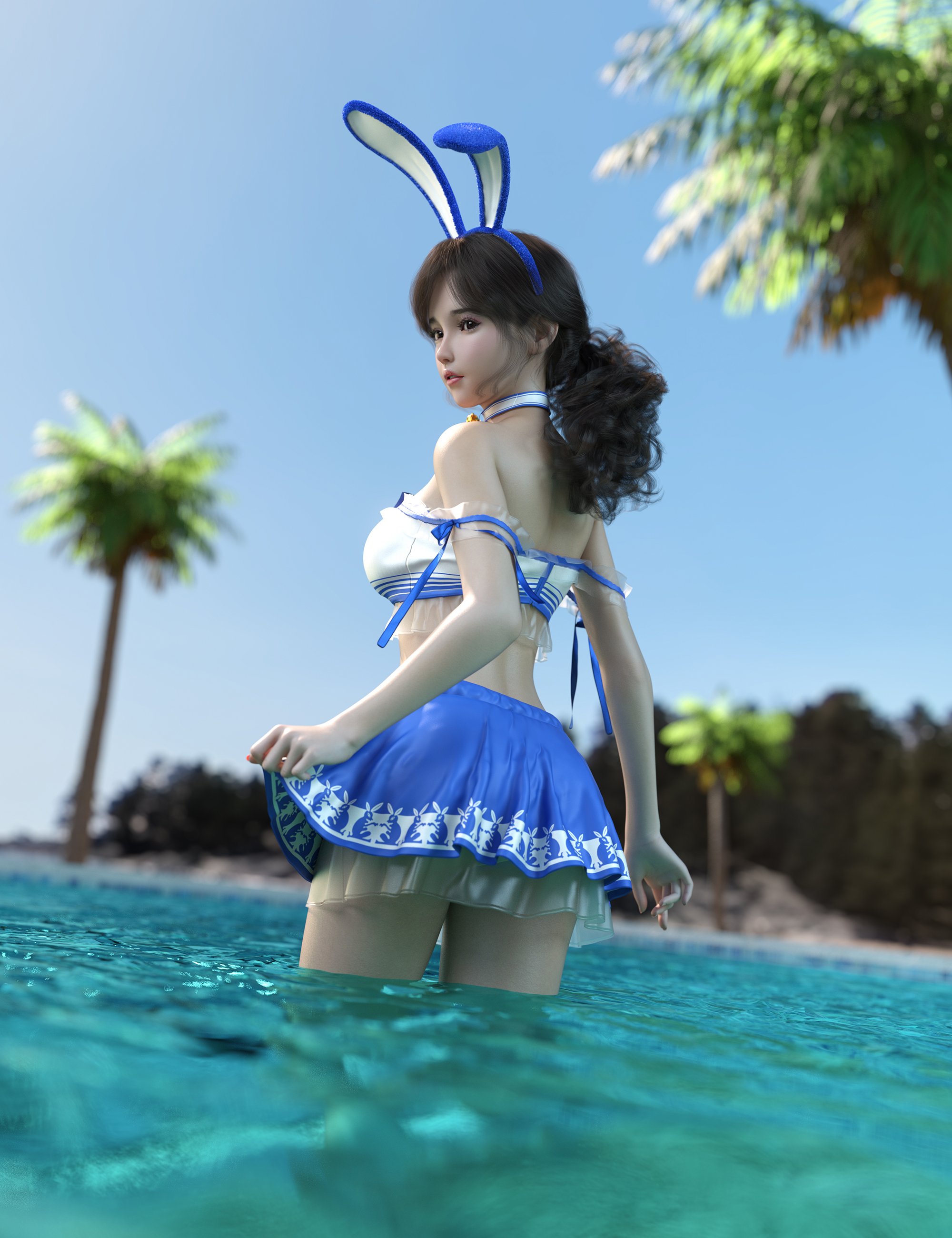 dForce MKTG White Rabbit Swimsuit for Genesis 9, 8.1 and 8 Female