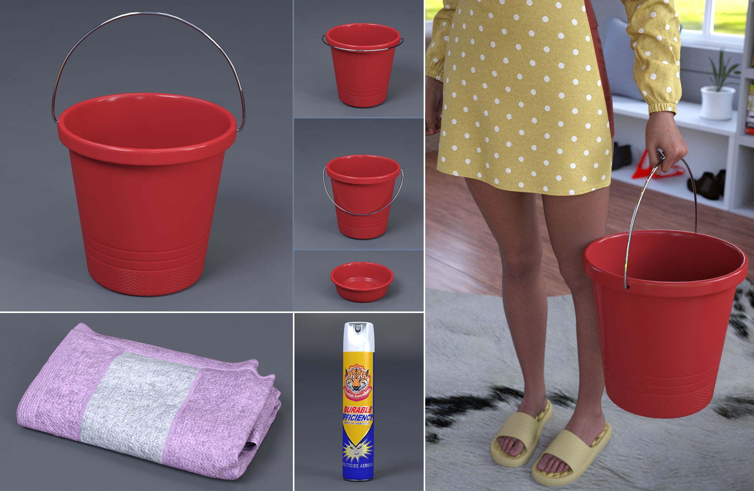 Spring Cleaning Hand Poses and Props Collection For Victoria 9 | Daz 3D