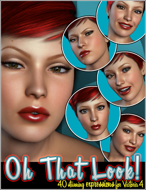 Oh That Look!  Expressions for V4 by: 3DCelebrity, 3D Models by Daz 3D