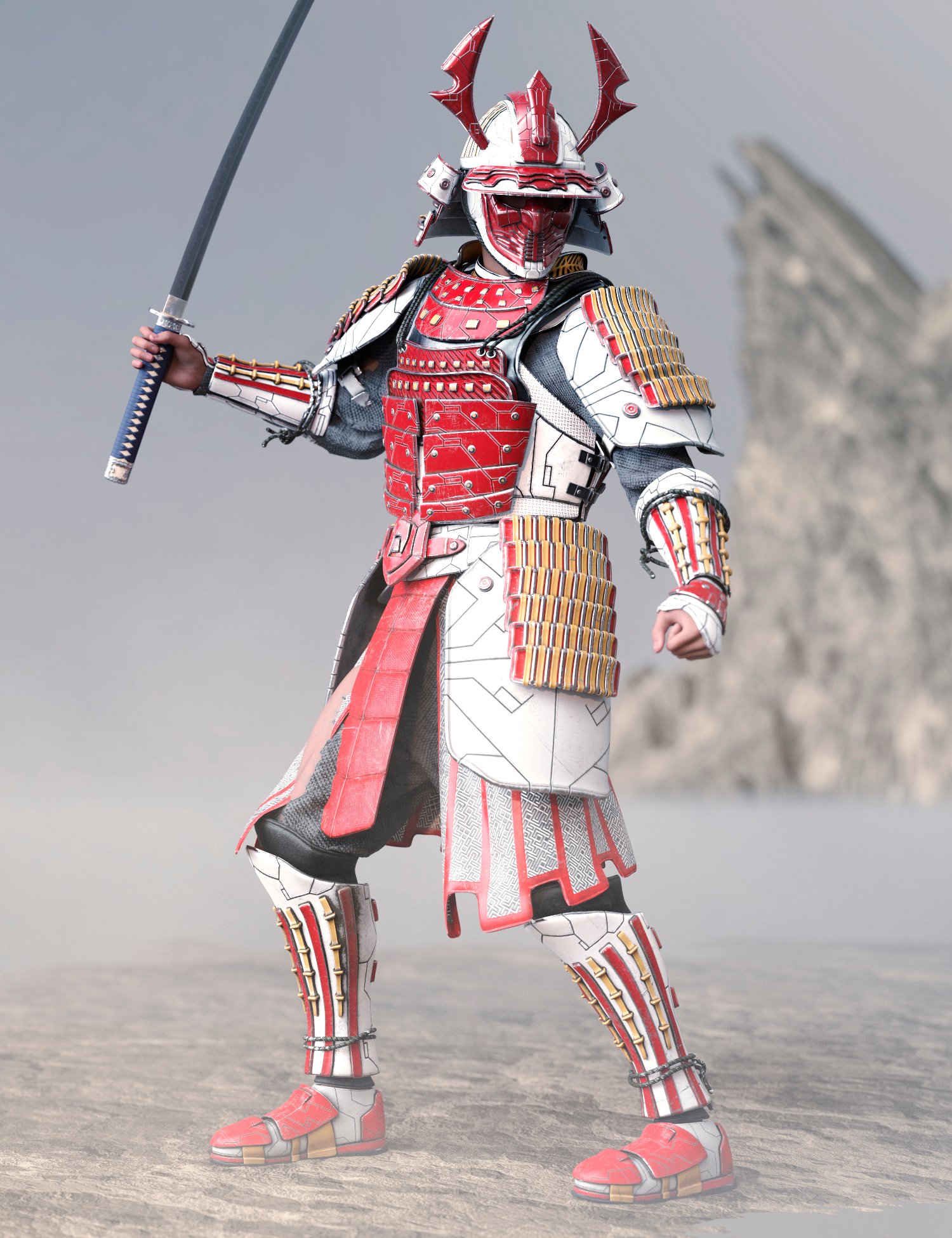 dForce Imperial Tech-Samurai Armor for Genesis 9 Add-On by: fjaa3d, 3D Models by Daz 3D