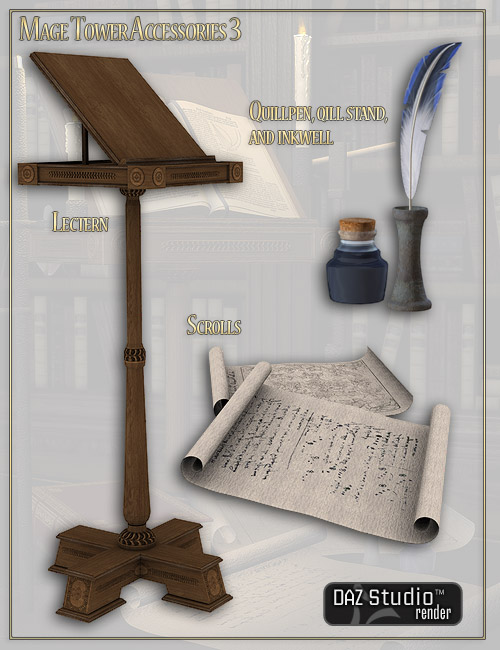 Mage Tower Accessory Pack 3 by: LaurieS, 3D Models by Daz 3D