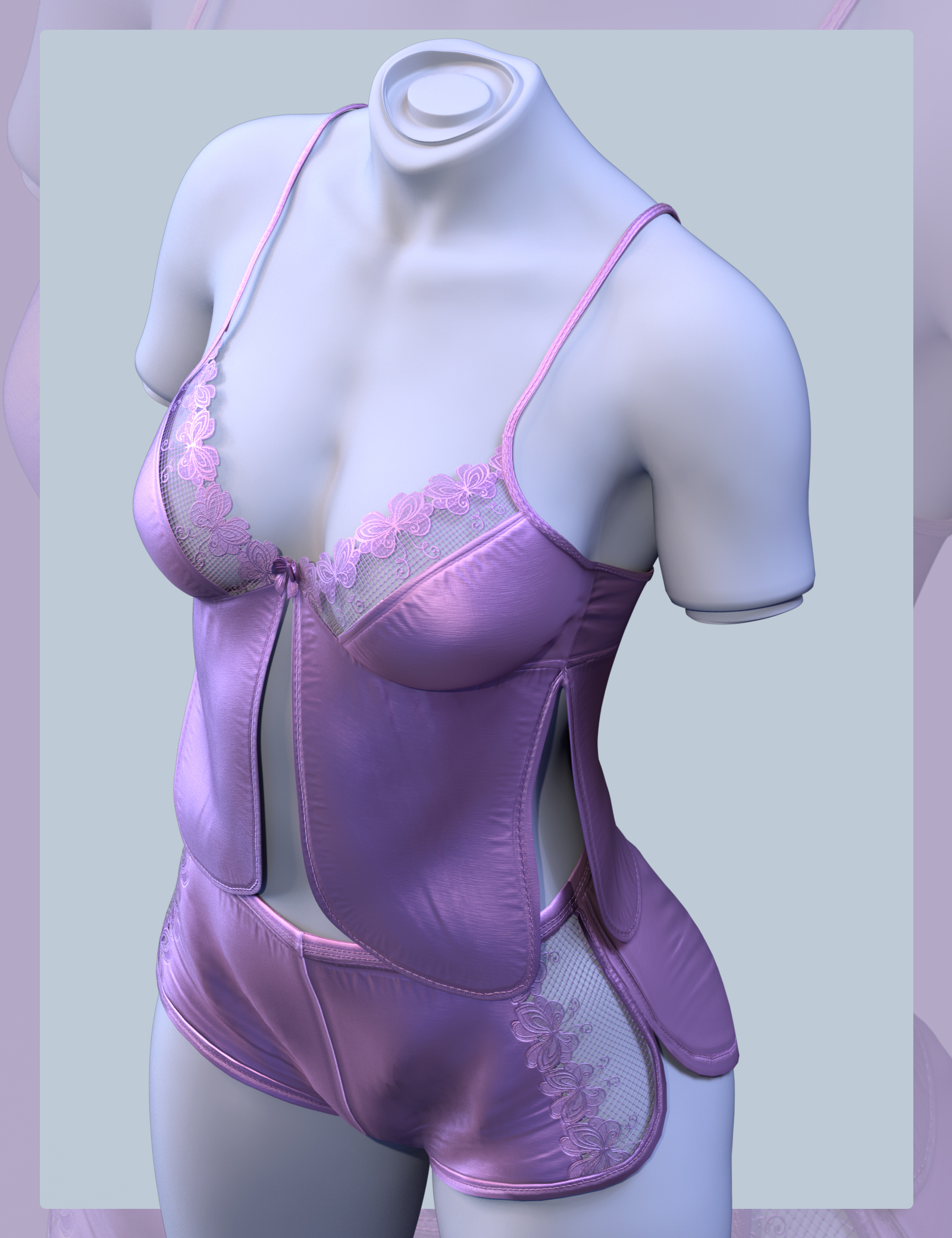 dForce X-Fashion Floral Lace Sleepwear for Genesis 9, 8.1, and 8 Female by: xtrart-3d, 3D Models by Daz 3D