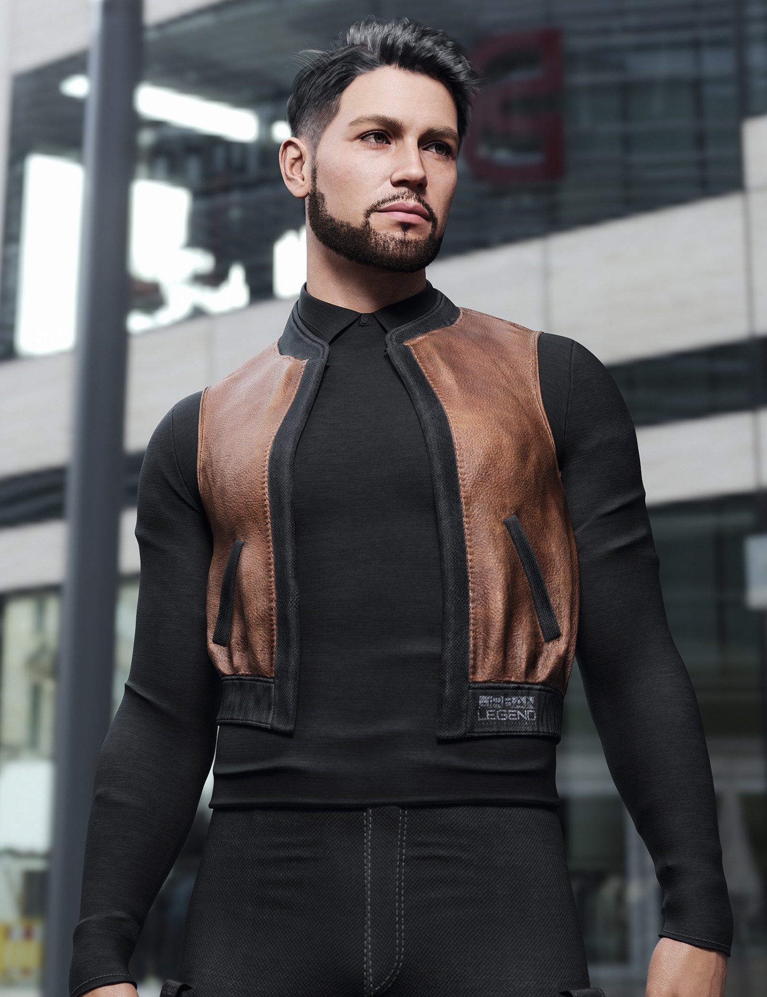 dForce XS Boyfriend Jacket and Shirt for Genesis 9 by: Lilflame, 3D Models by Daz 3D