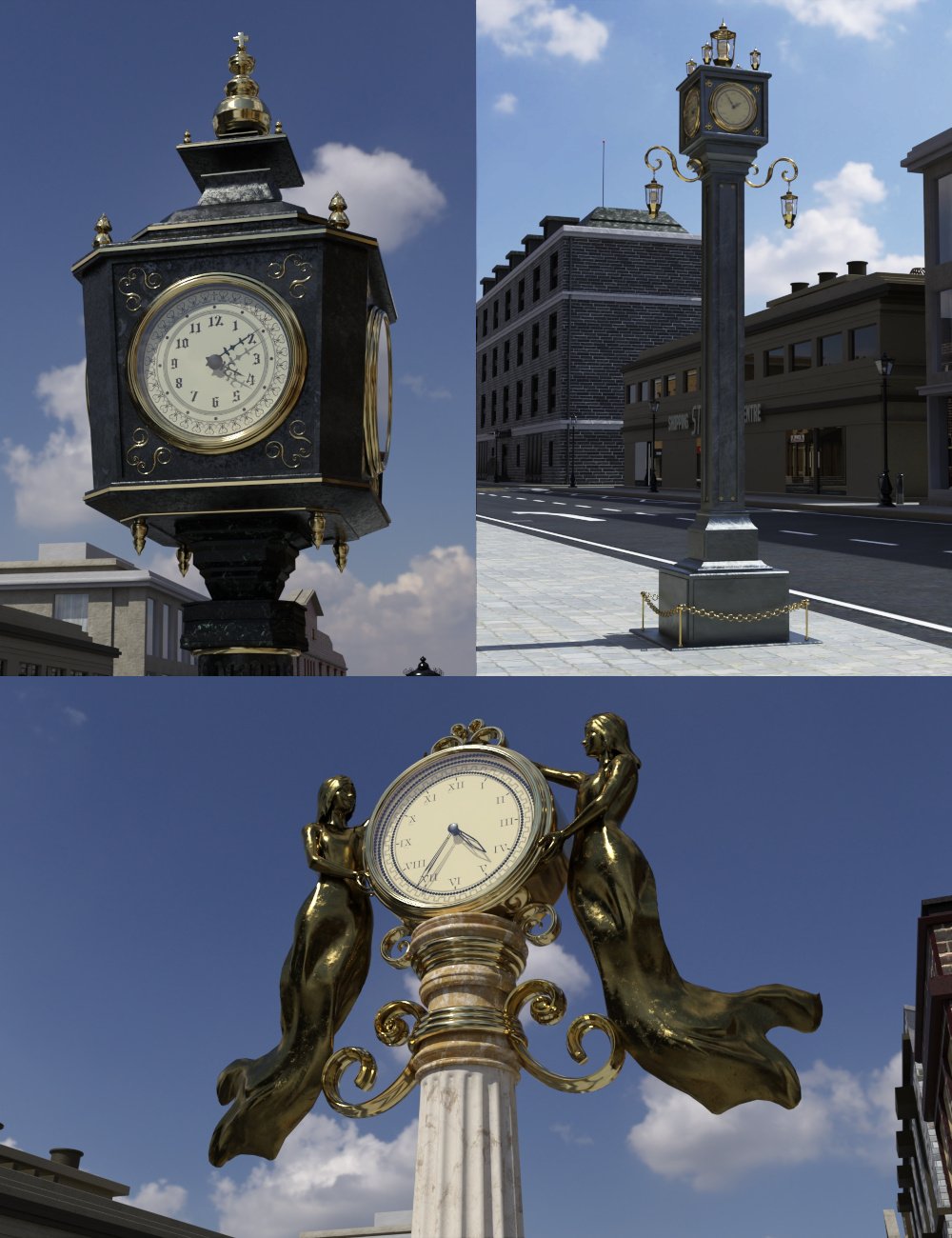 Street Clocks | Daz 3D