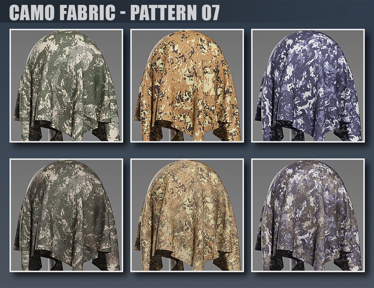 DD PBR Camo Fabric Shaders for Iray Vol 2