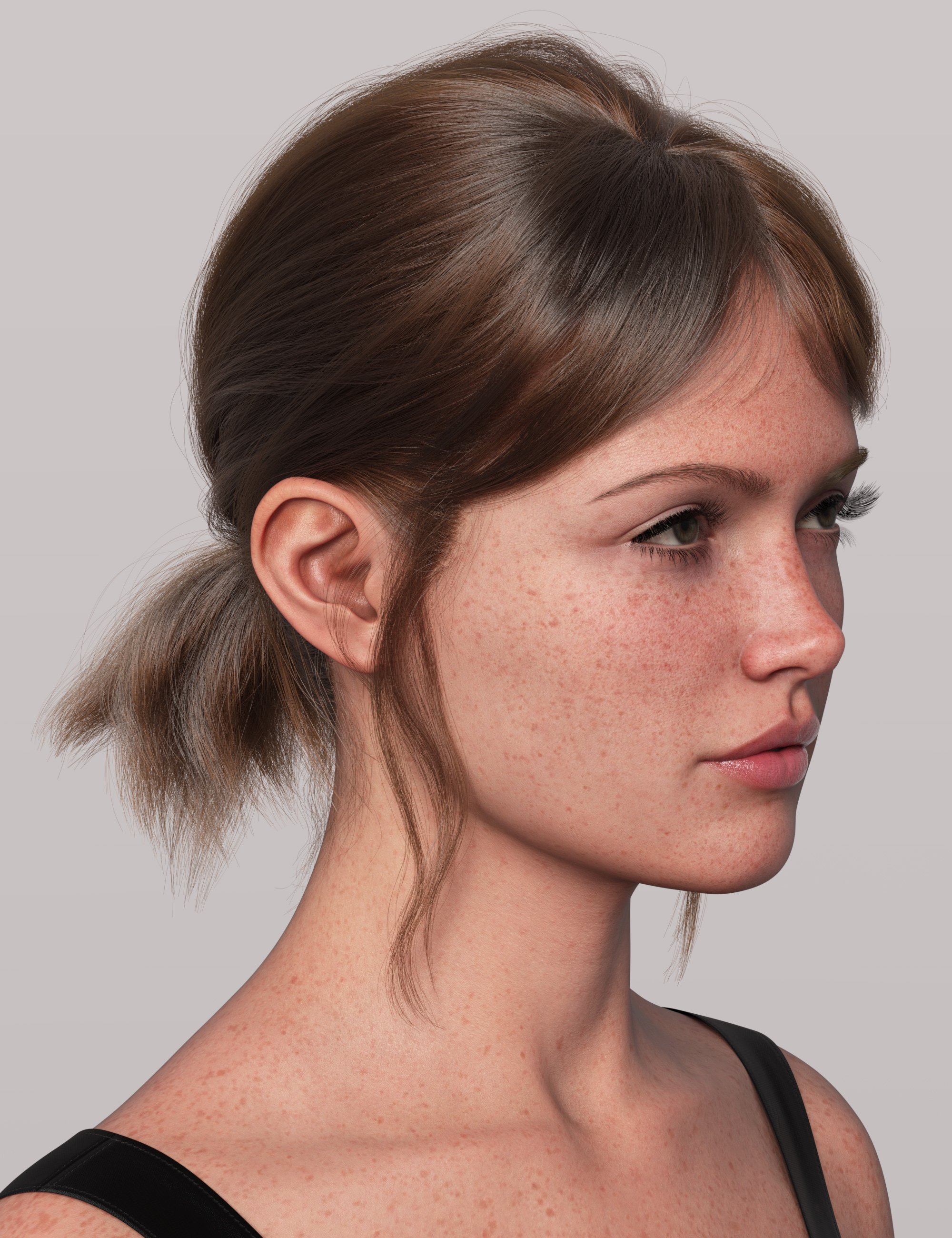 dForce Strand-Based Short Messy Ponytail Hair for Genesis 9 and 8 Female
