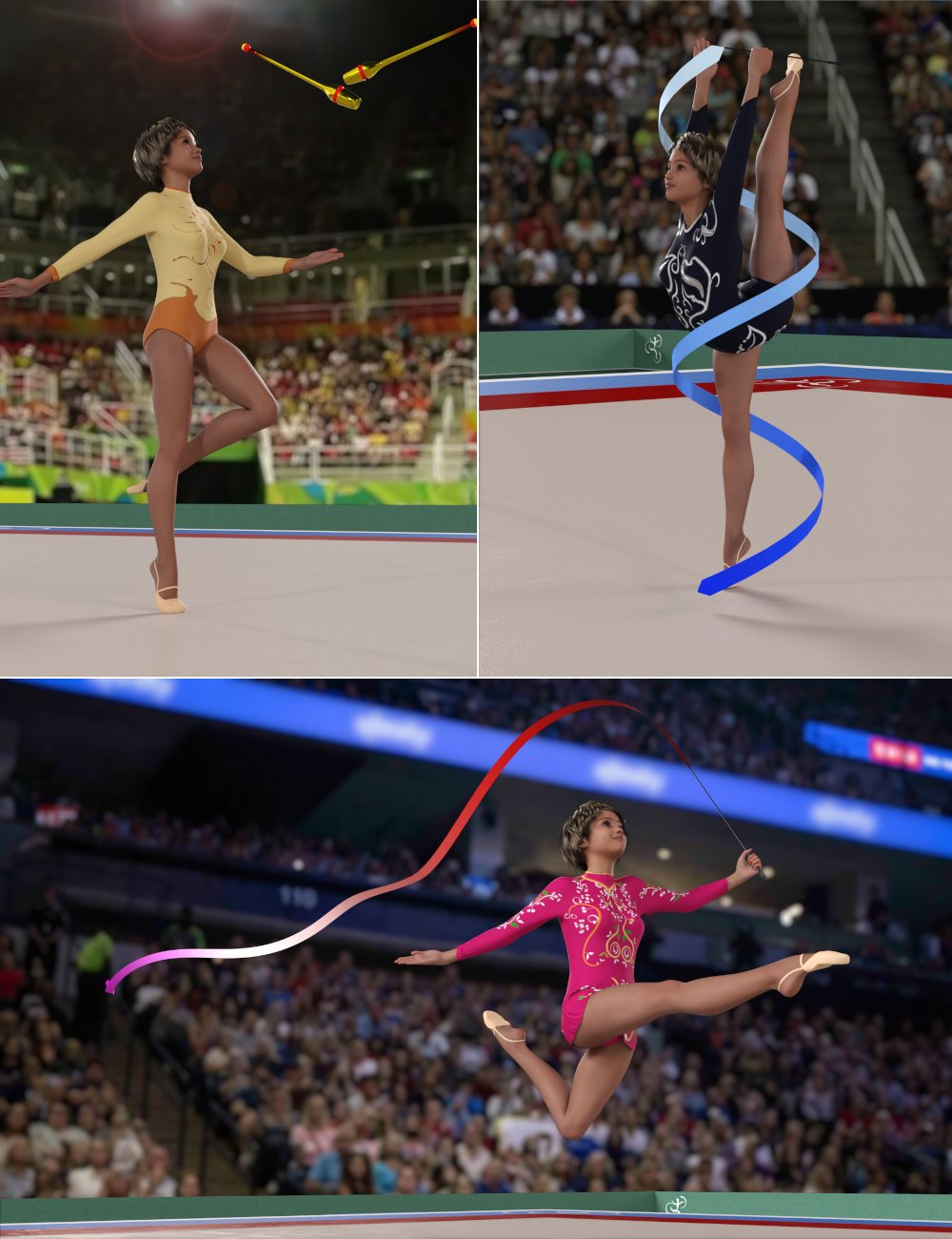 dForce Rhythmic Gymnastic Set for Genesis 9 by: Fantasyart3D, 3D Models by Daz 3D