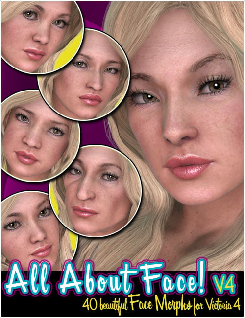 All About Face! for V4 by: 3DCelebrity, 3D Models by Daz 3D