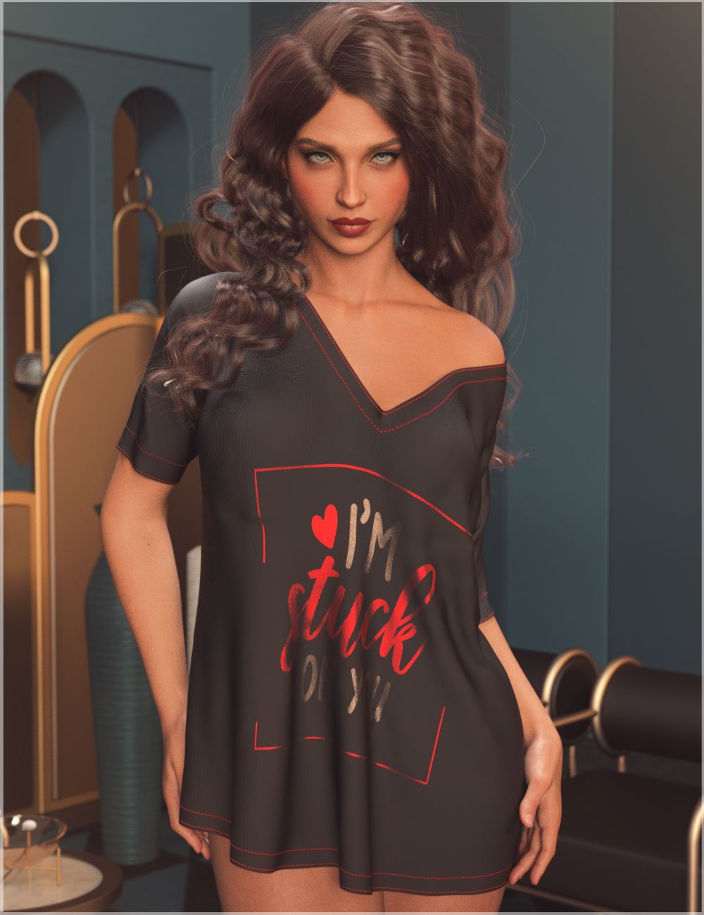 dForce Lorei T-Shirt for Genesis 9 by: Belladzines, 3D Models by Daz 3D