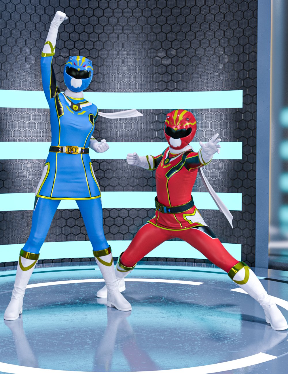 dForce BTLH Masked Superhero Outfits for Genesis 9, 8.1 and 8 Female