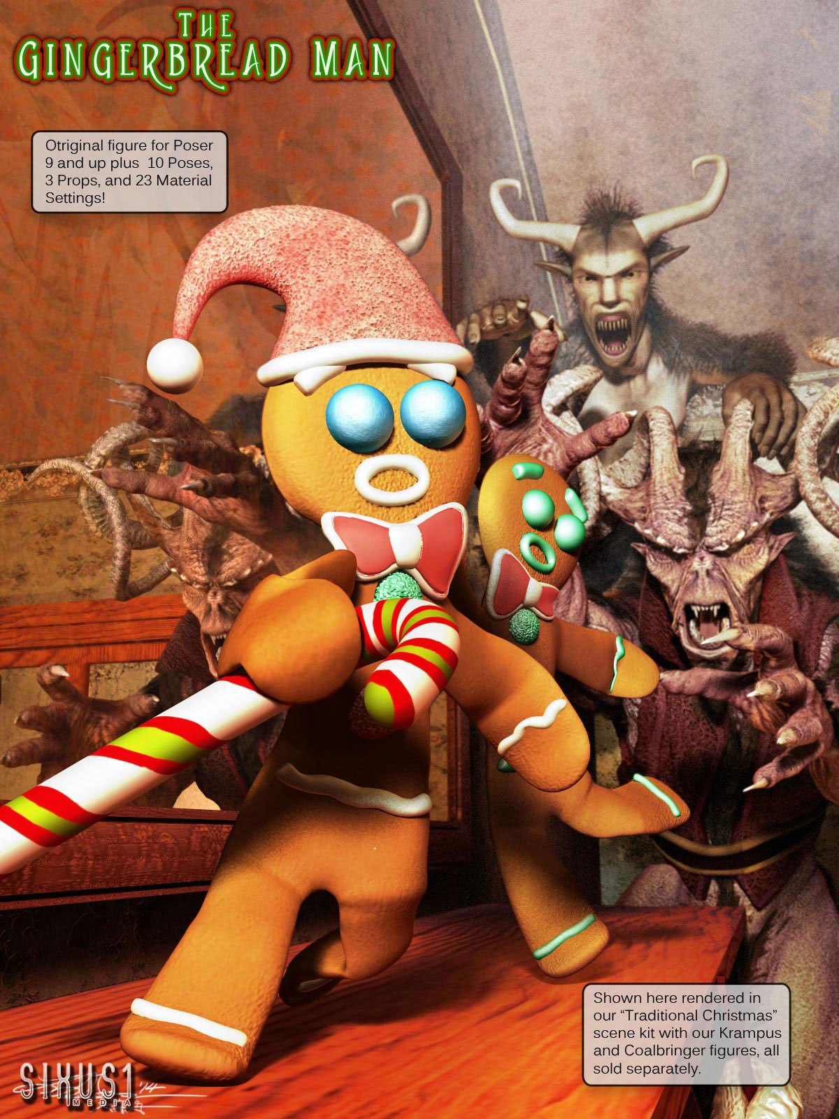 S1M Gingerbread Man by: Sixus1 Media, 3D Models by Daz 3D