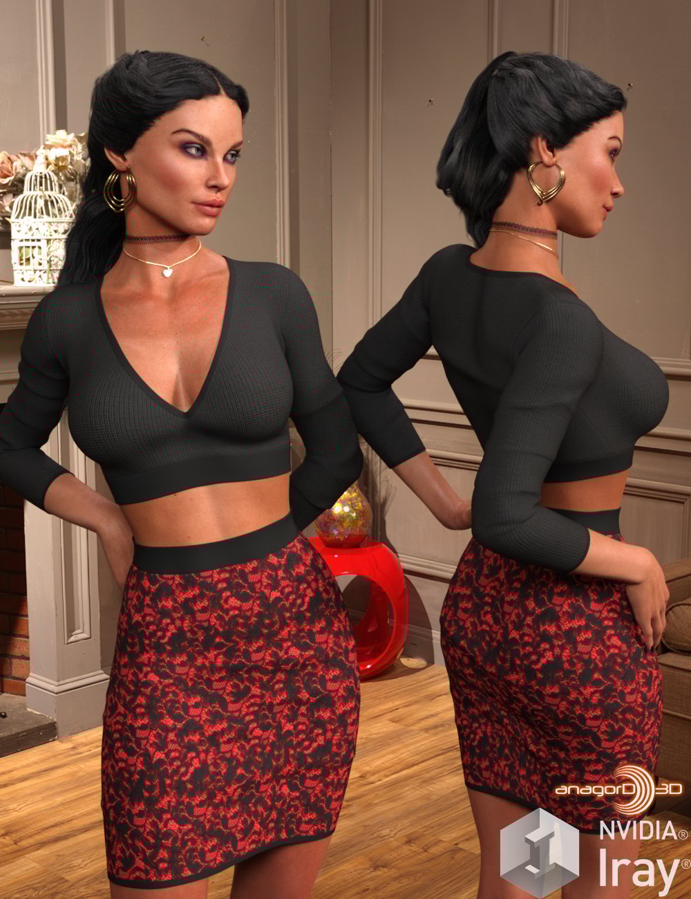 VERSUS - VDuo Shirt and Skirt for Genesis 8 Females by: Anagord, 3D Models by Daz 3D