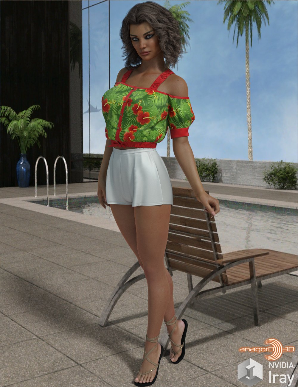 VERSUS - Strap Puff Sleeve Top for Genesis 8 Females by: Anagord, 3D Models by Daz 3D