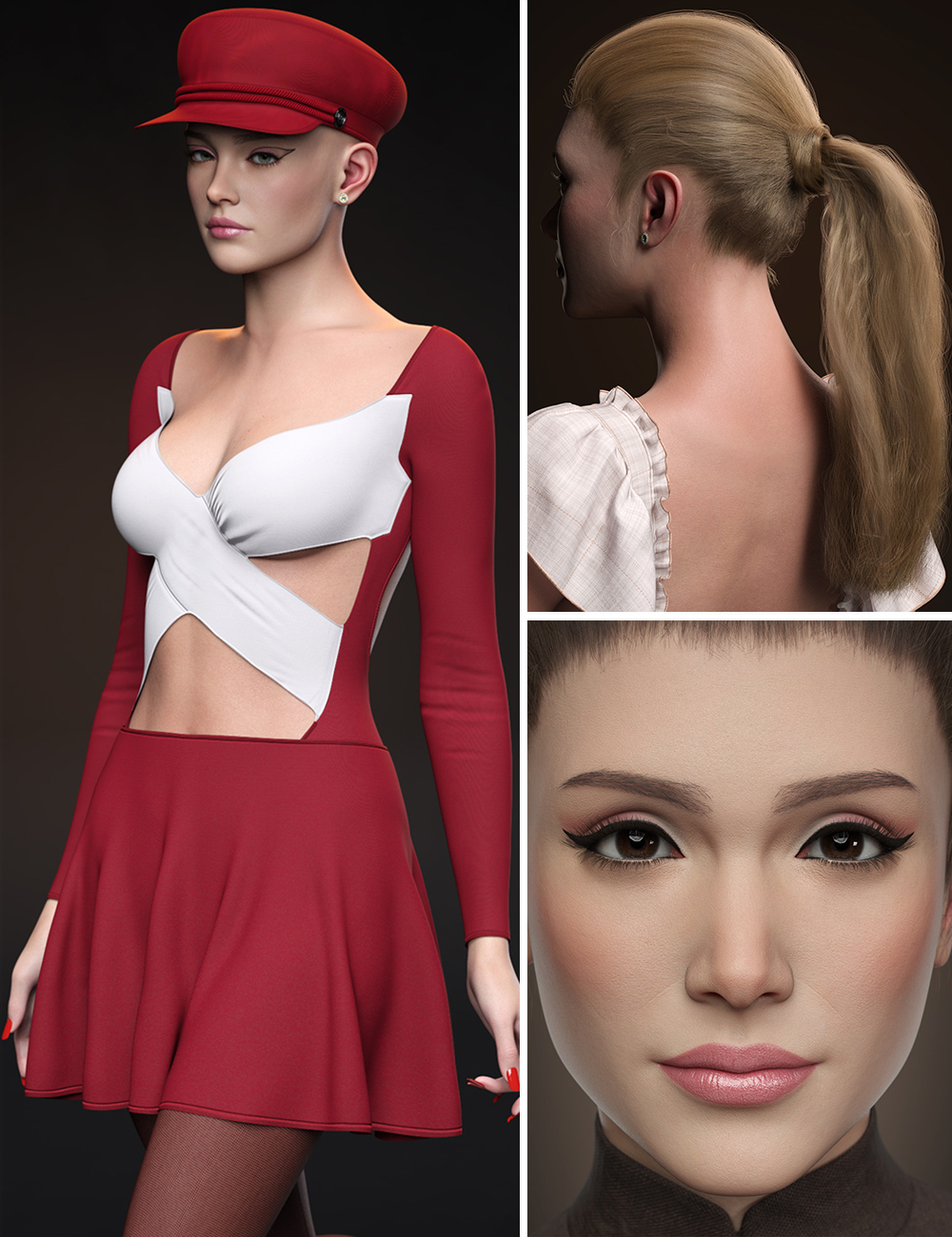 CGI Katya HD Character, dForce Outfit and Hair Bundle by: Color Galeria, 3D Models by Daz 3D