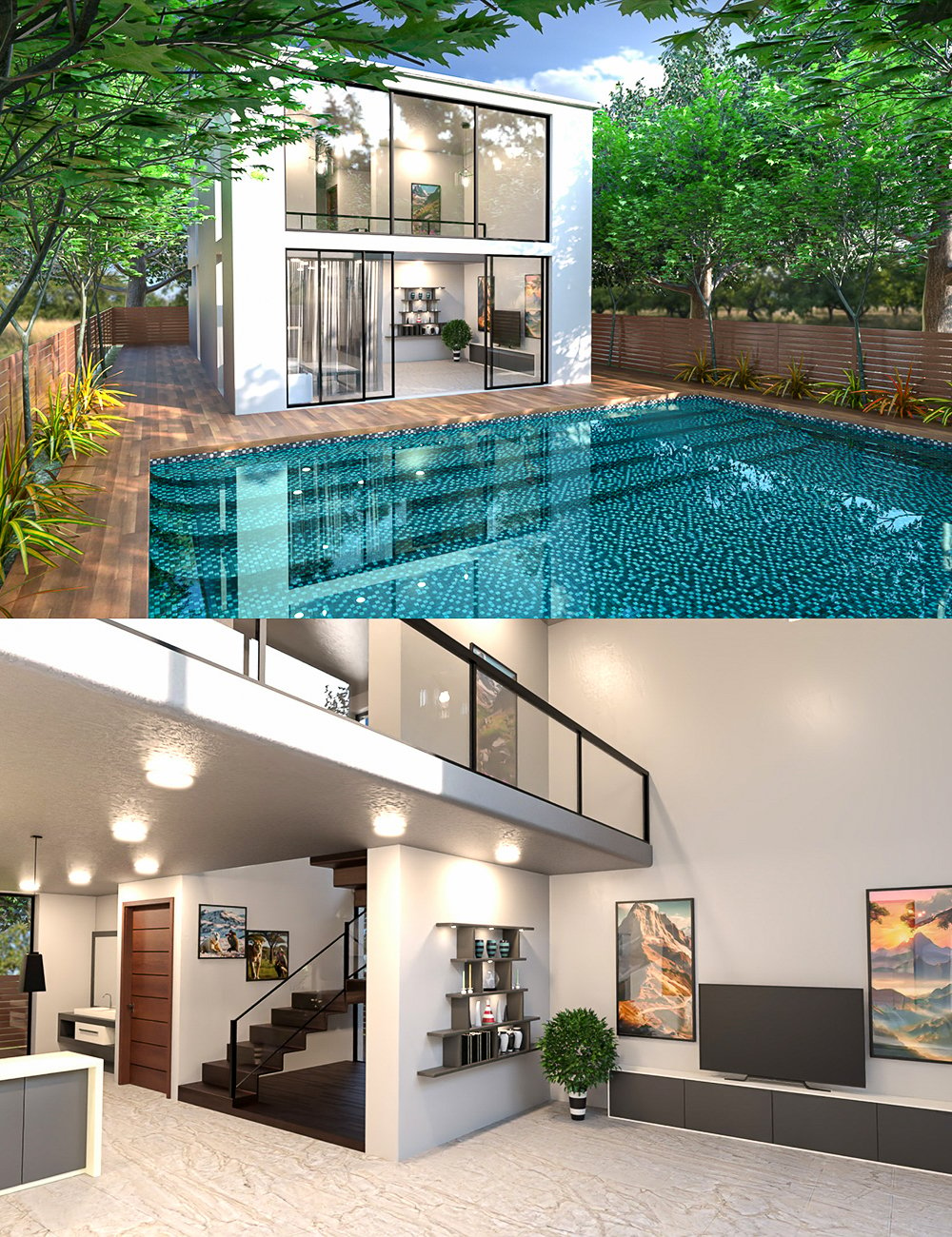 House with Swimming Pool by: clacydarch, 3D Models by Daz 3D