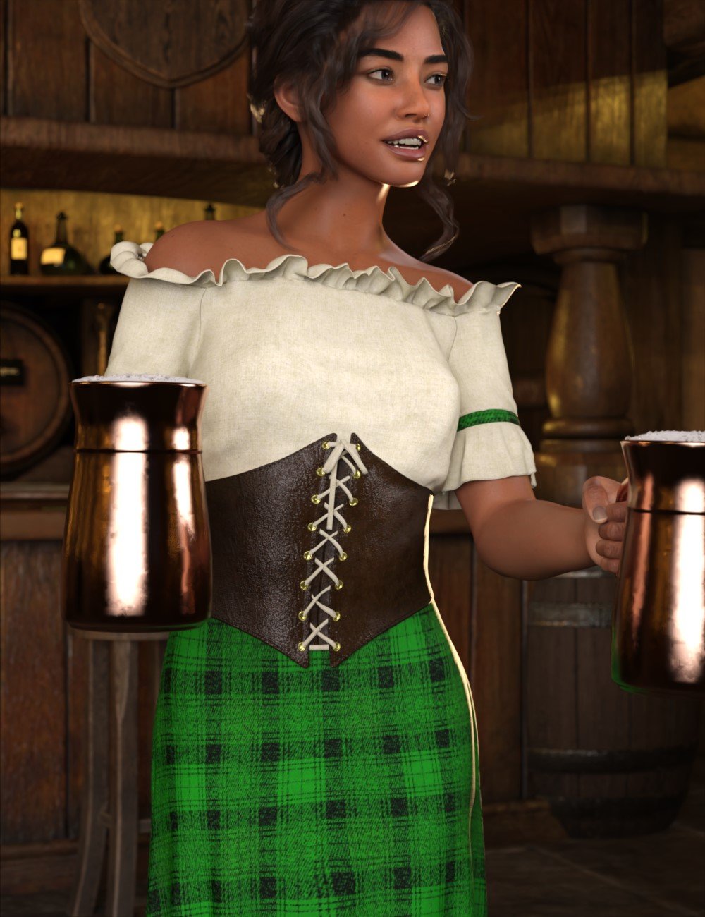 dForce Fantasy Bar Maid Genesis 9 by: Chris Cox, 3D Models by Daz 3D