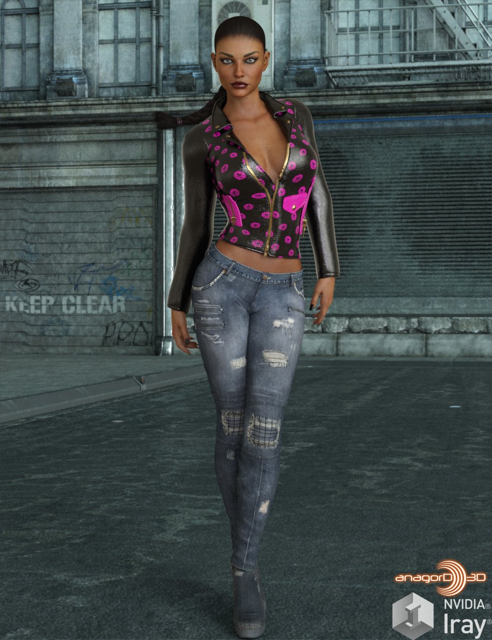 VERSUS - Exnem Leather Jacket for Genesis 8 Female by: Anagord, 3D Models by Daz 3D
